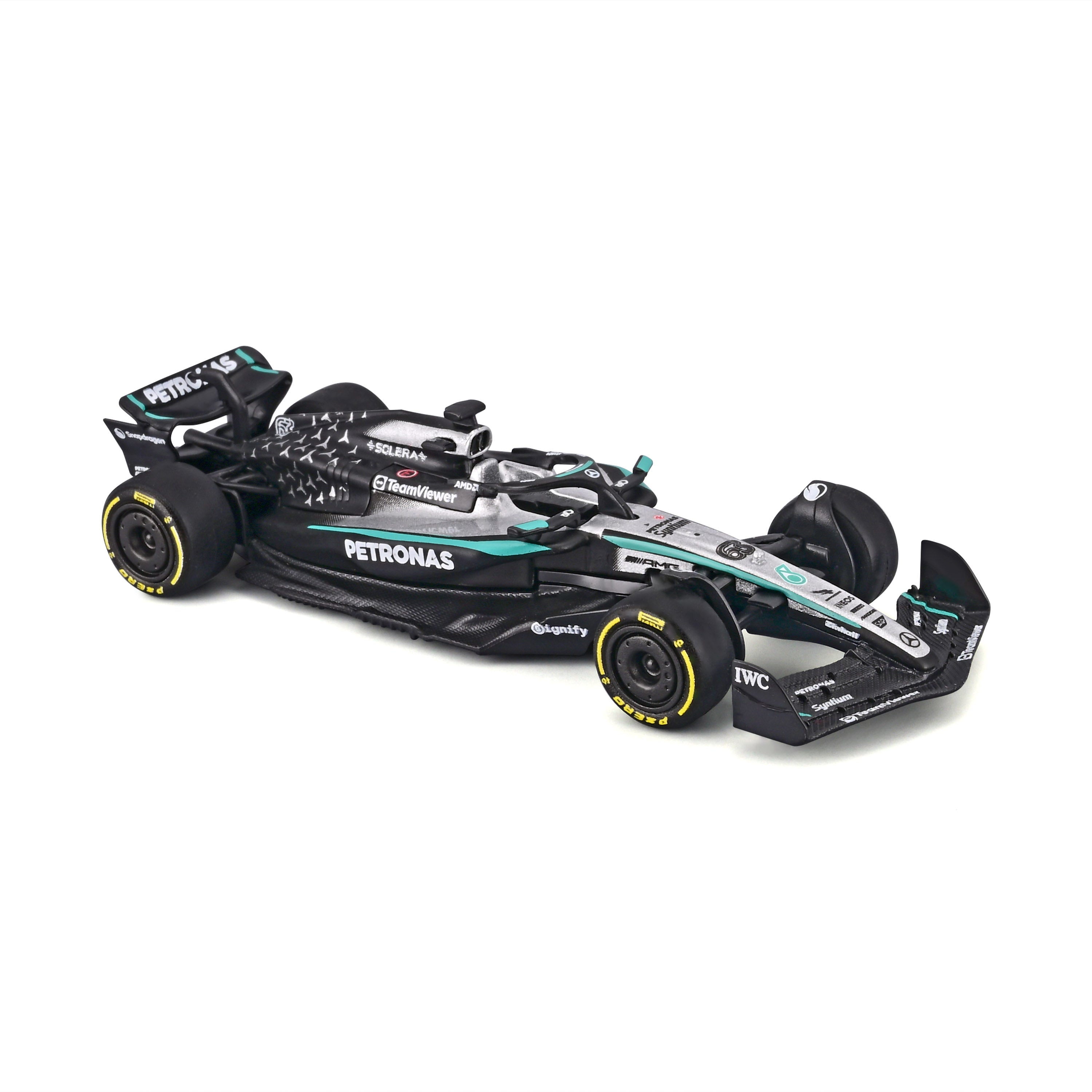 bburago-formula-1-mercedes-amg-w16-63-russell-modellauto-1-64-mit-vitrine image 6