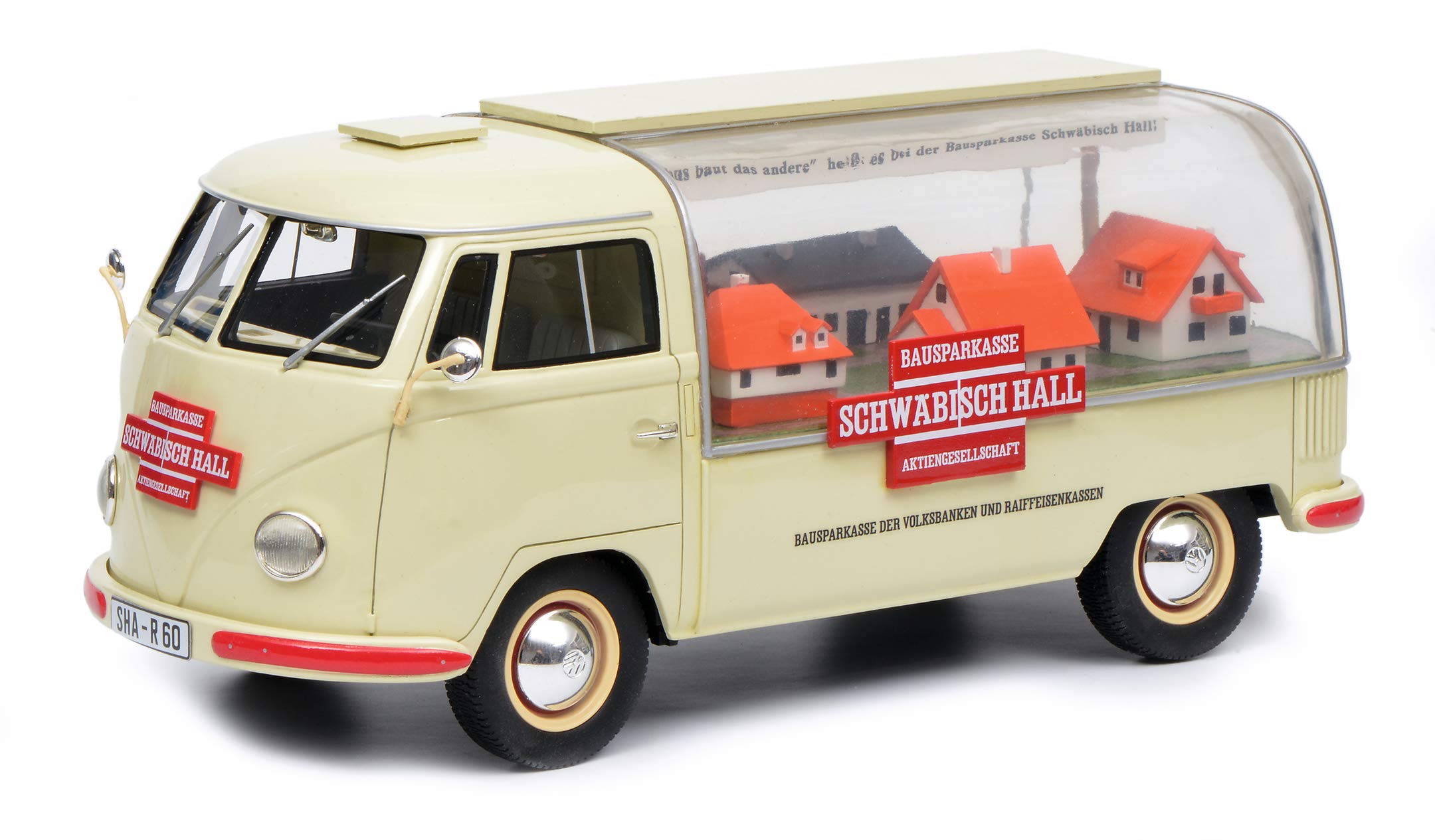 schuco-pro-r18-vw-t1a-schw-bisch-hall-modellauto-1-18-beige image 1