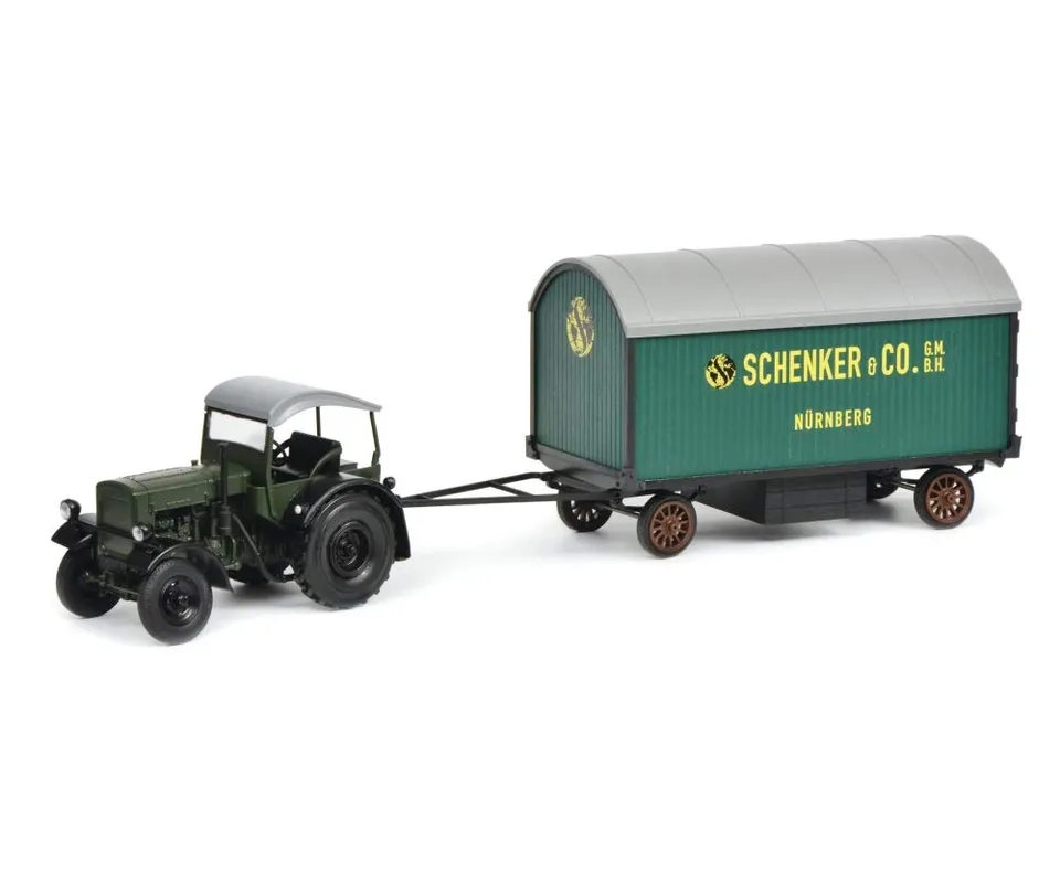schuco-edition-deutz-f3-schenker-traktor-mit-anh-nger-1-32-gr-n image 1