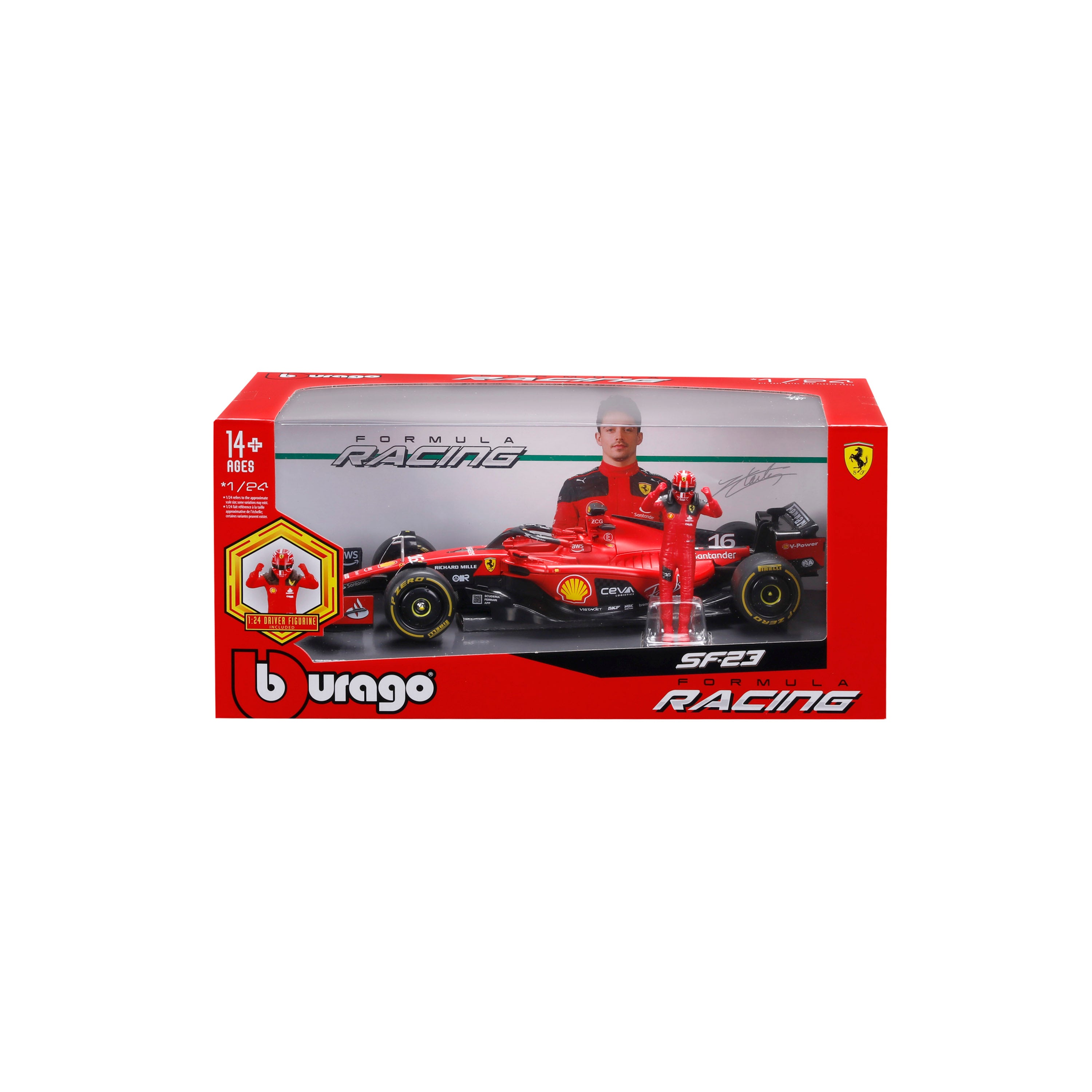bburago-formula-1-ferrari-sf-23-leclerc-1-24-modellauto-mit-fahrer image 2