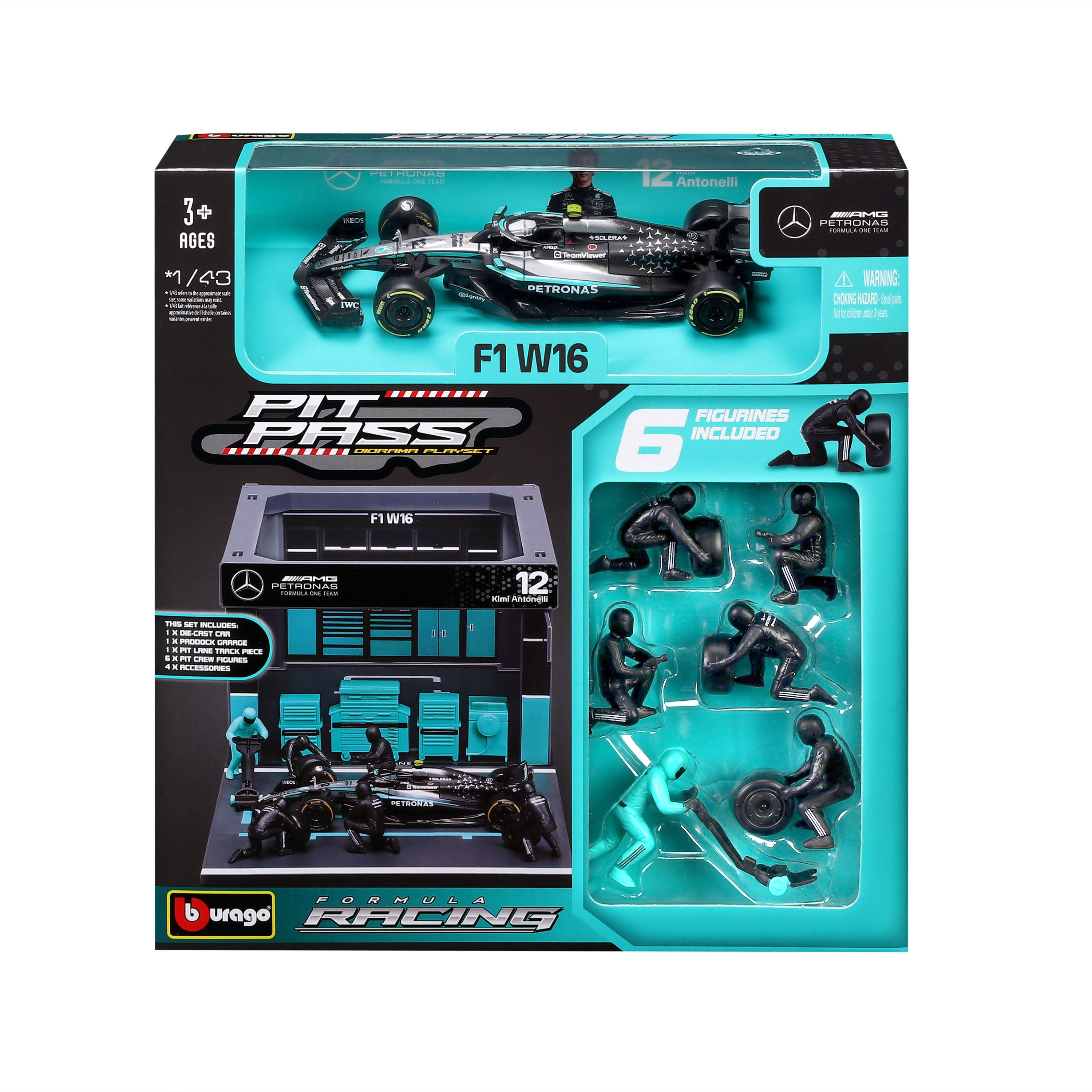 bburago-f1-pit-stop-mercedes-amg16-12-modellauto-1-43-set image 5