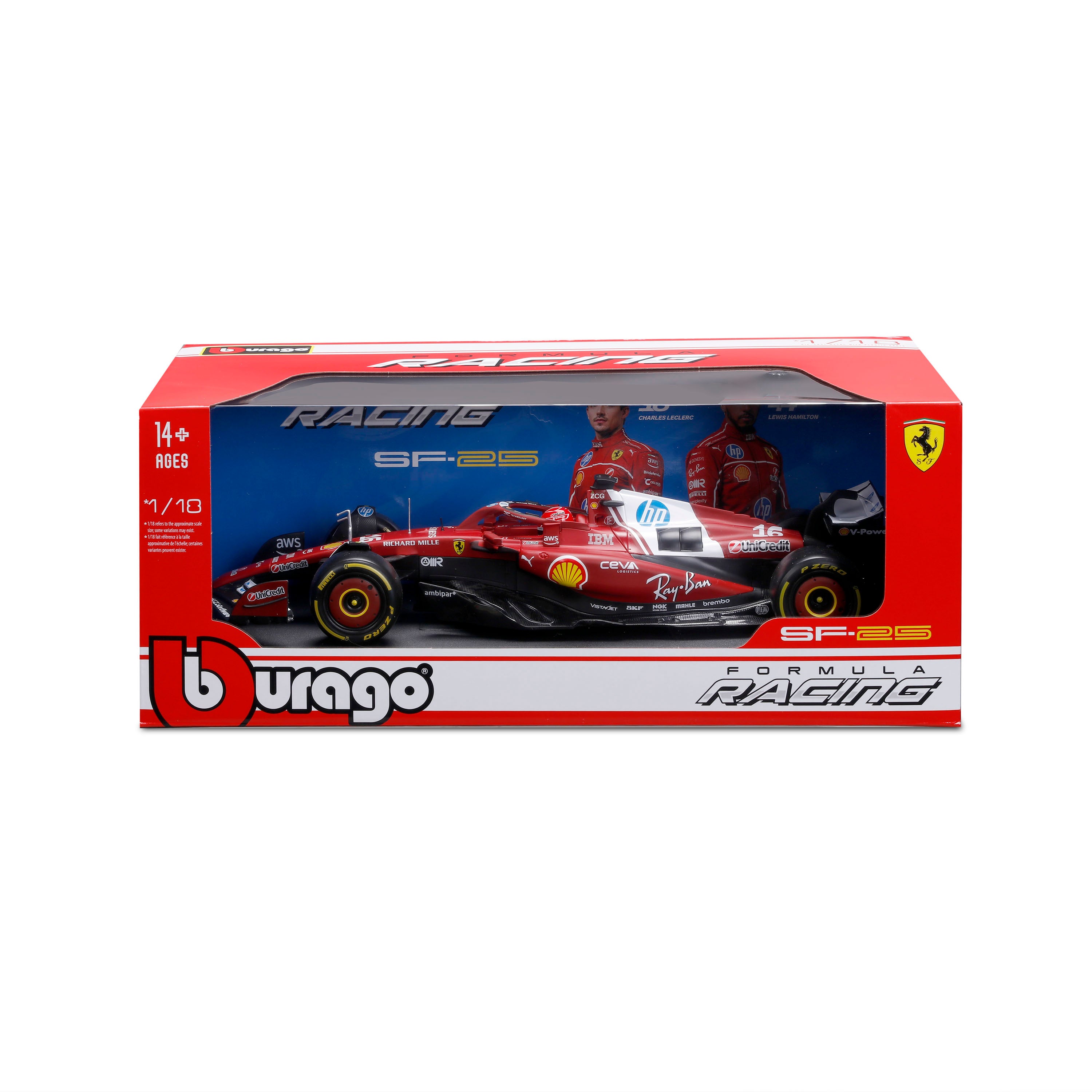 bburago-formula-1-ferrari-sf-25-leclerc-16-1-18-modellauto-rot image 2