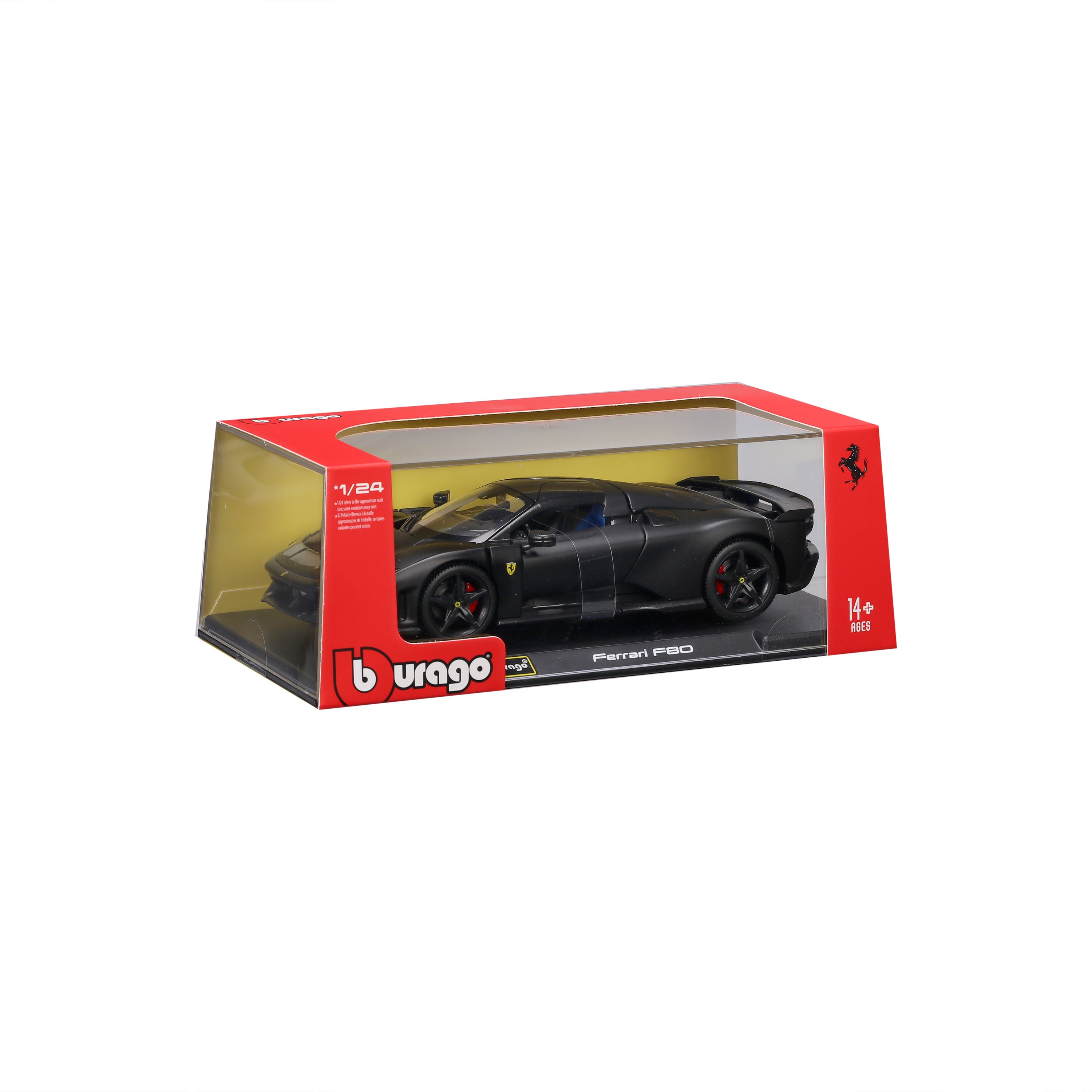 bburago-street-cars-ferrari-f80-modellauto-1-24-schwarz-matt-mit-vitrine image 2