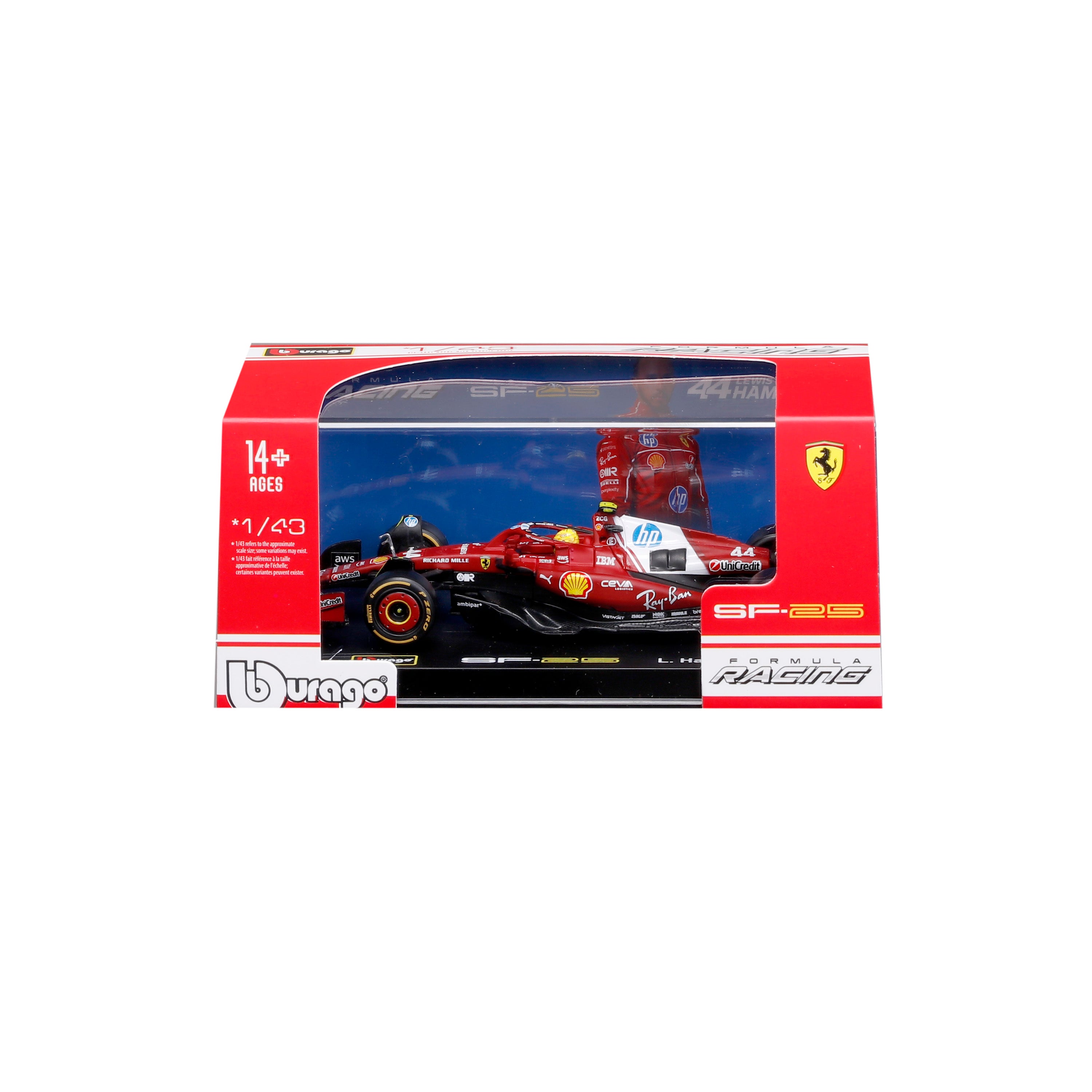 bburago-formula-1-ferrari-sf-25-modellauto-1-43-hamilton-vitrine image 2
