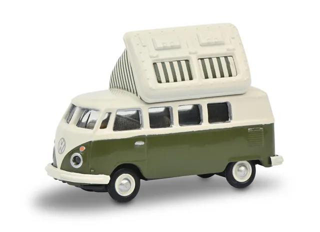 schuco-edition-vw-t1c-campingbus-modellauto-1-87-gr-n-wei image 1