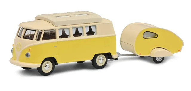 schuco-edition-vw-t1-camper-wohnanh-nger-modellauto-1-64-gelb image 1
