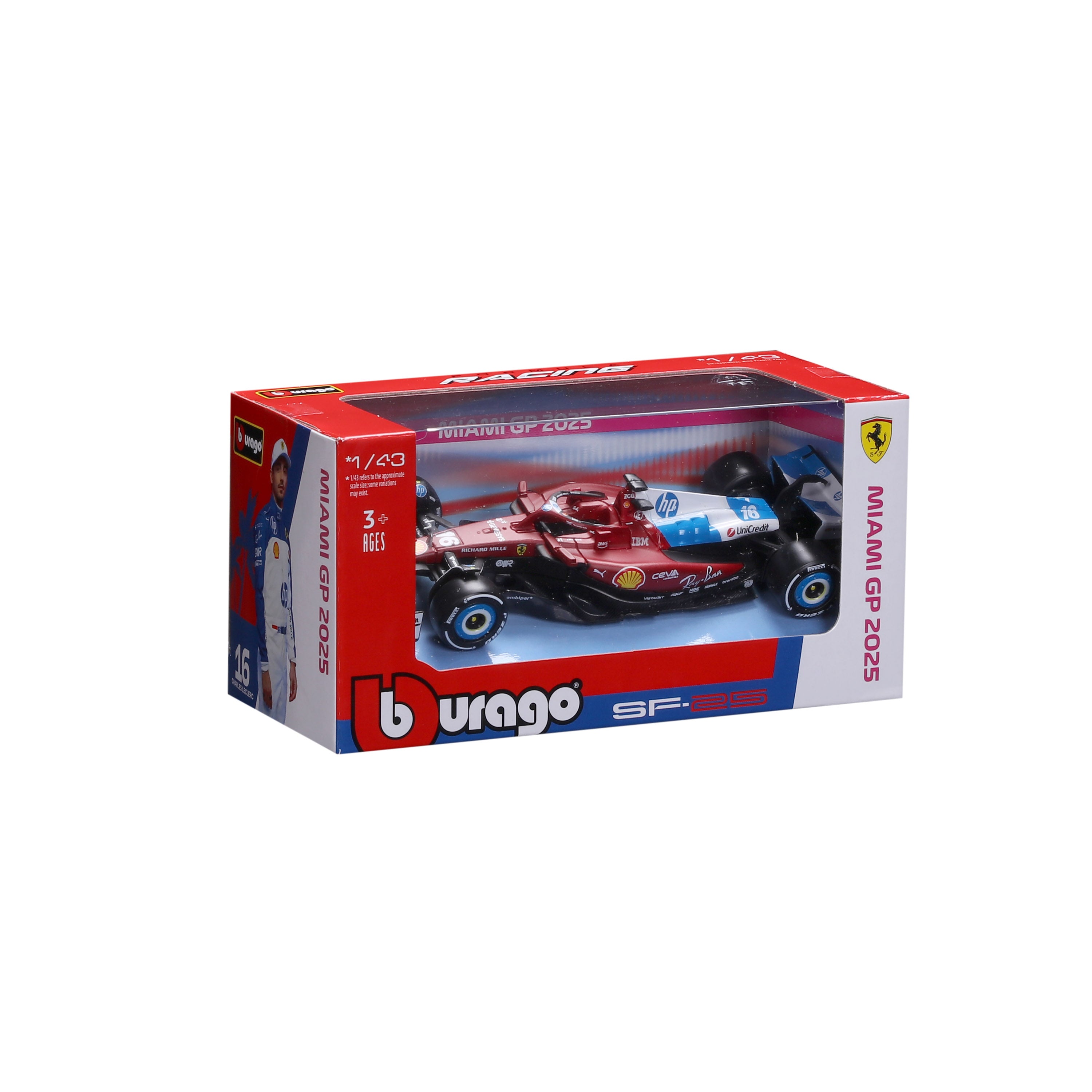 bburago-formula-1-ferrari-sf-25-leclerc-1-43-modellauto-miami-livery image 2