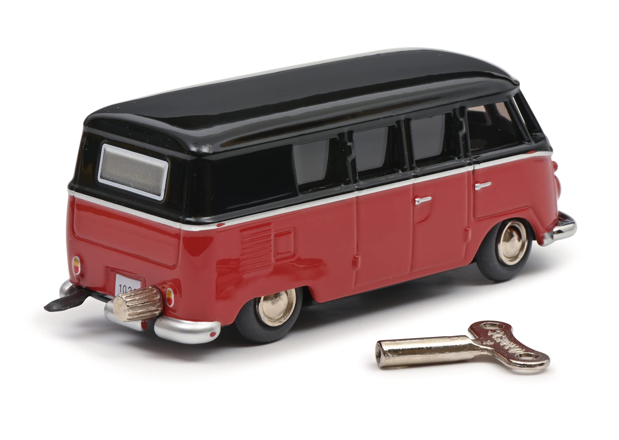 schuco-micro-racer-vw-t1-bus-aufziehwerk-schwarzbraun-rot image 3