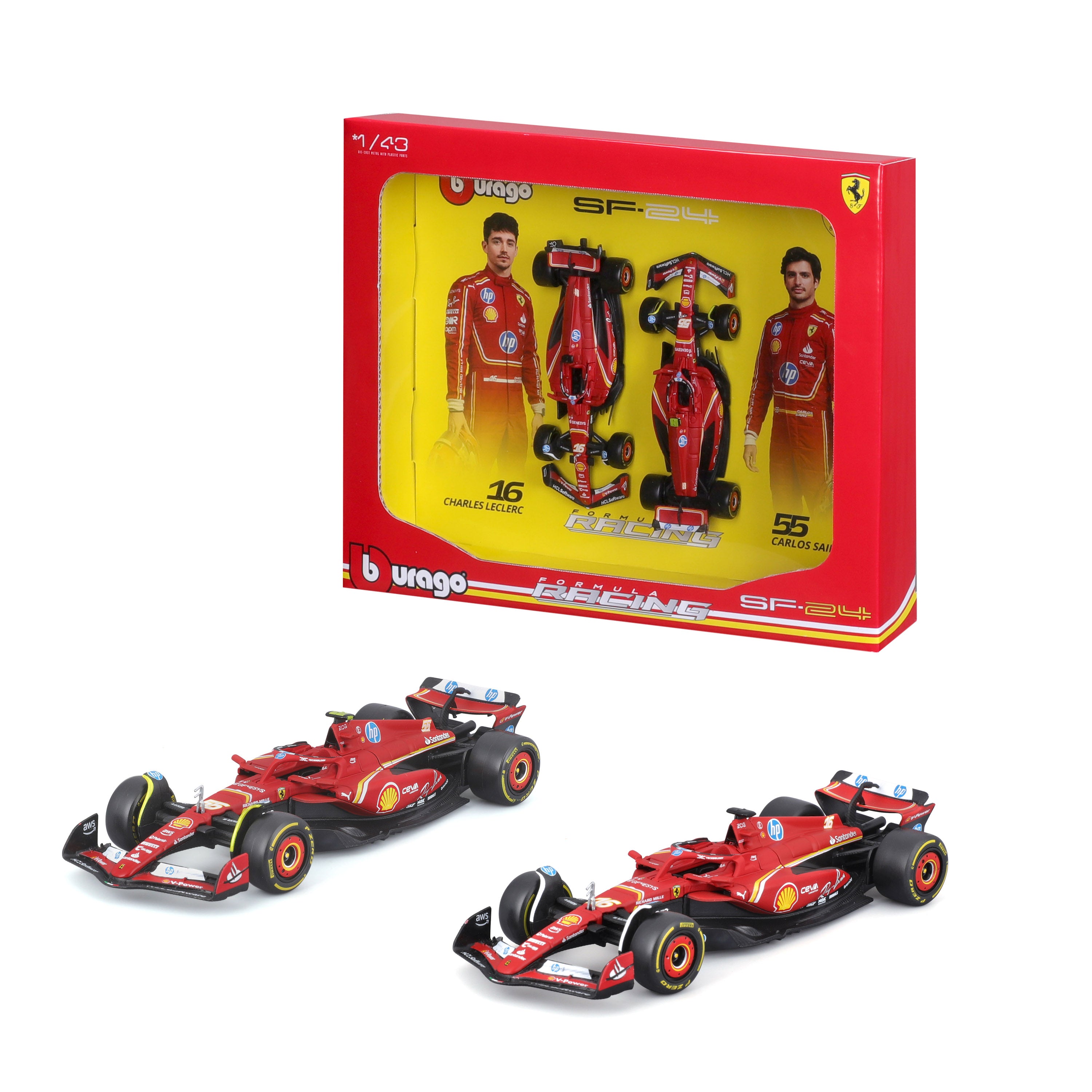 bburago-formula-1-ferrari-sf-24-leclerc-sainz-set-1-43-imola-2er image 1