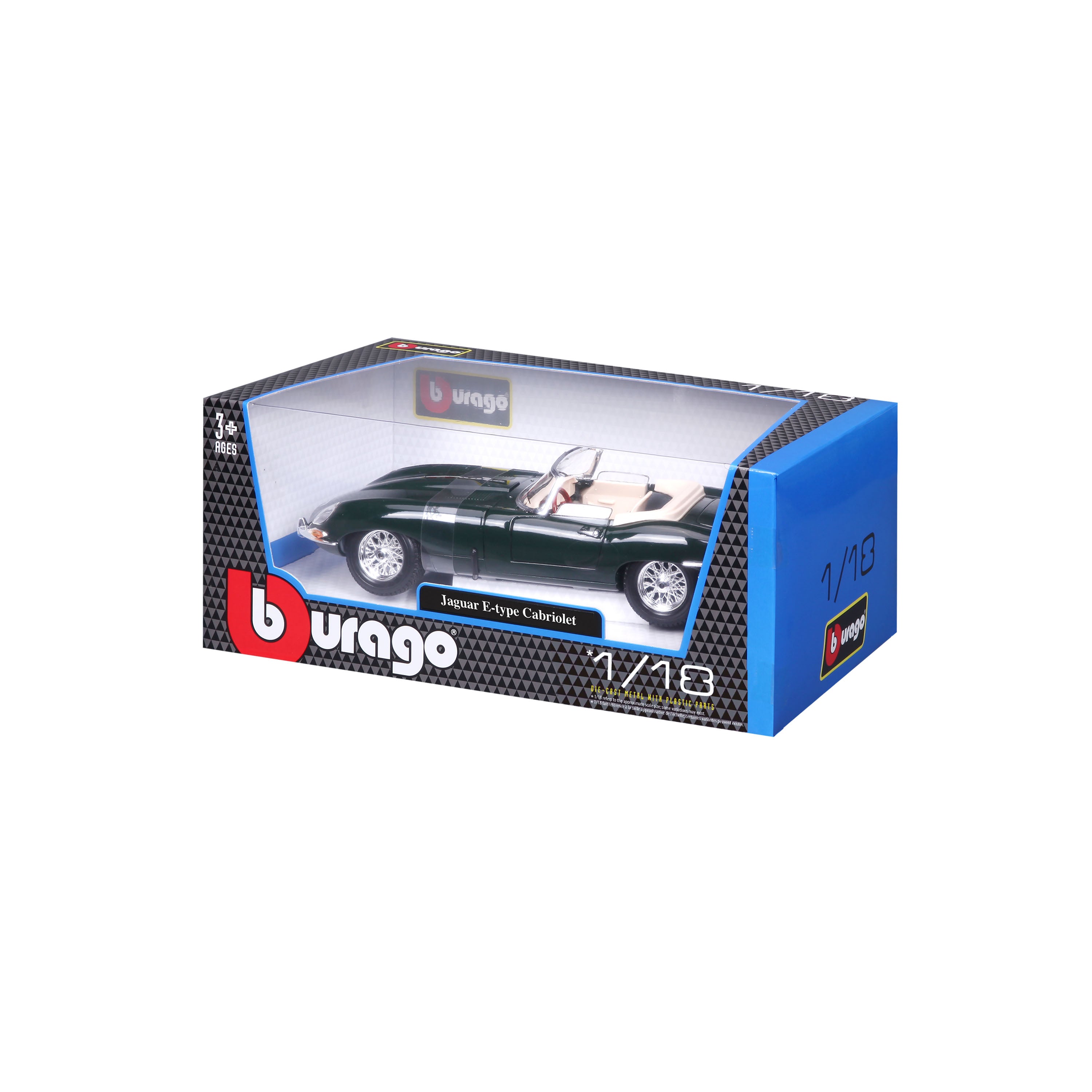 bburago-street-cars-jaguar-e-type-cabriolet-1-18-modellauto-gr-n image 8