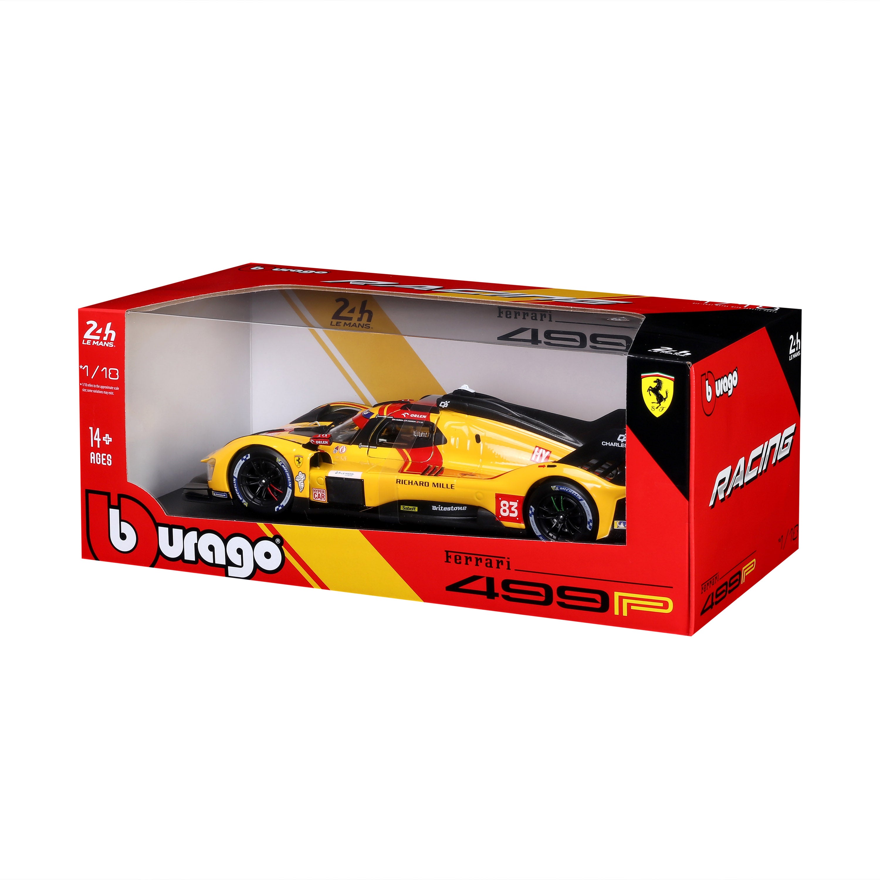 bburago-racing-ferrari-499p-83-modellauto-1-18-hypercar-gelb image 8