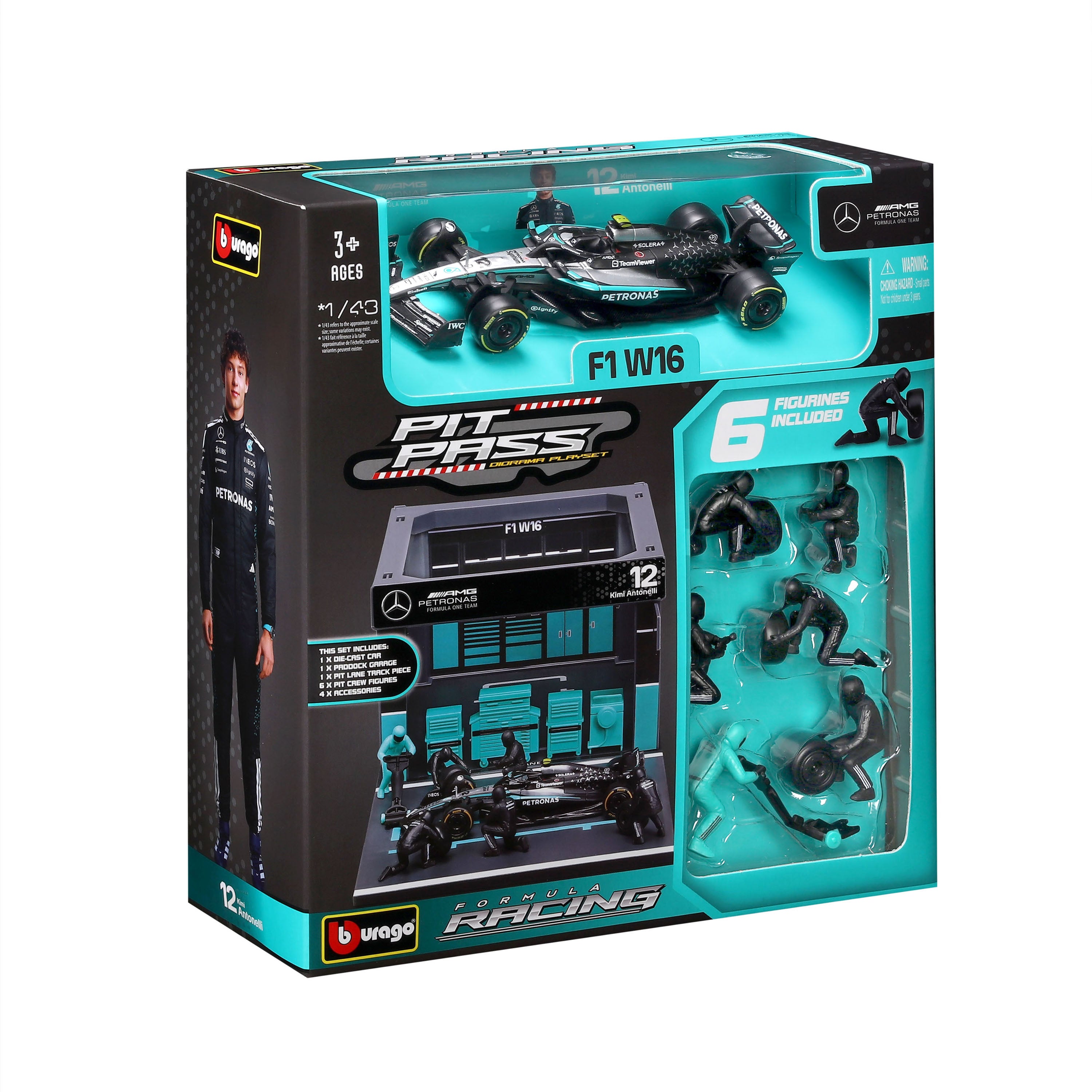 bburago-f1-pit-stop-mercedes-amg16-12-modellauto-1-43-set image 2