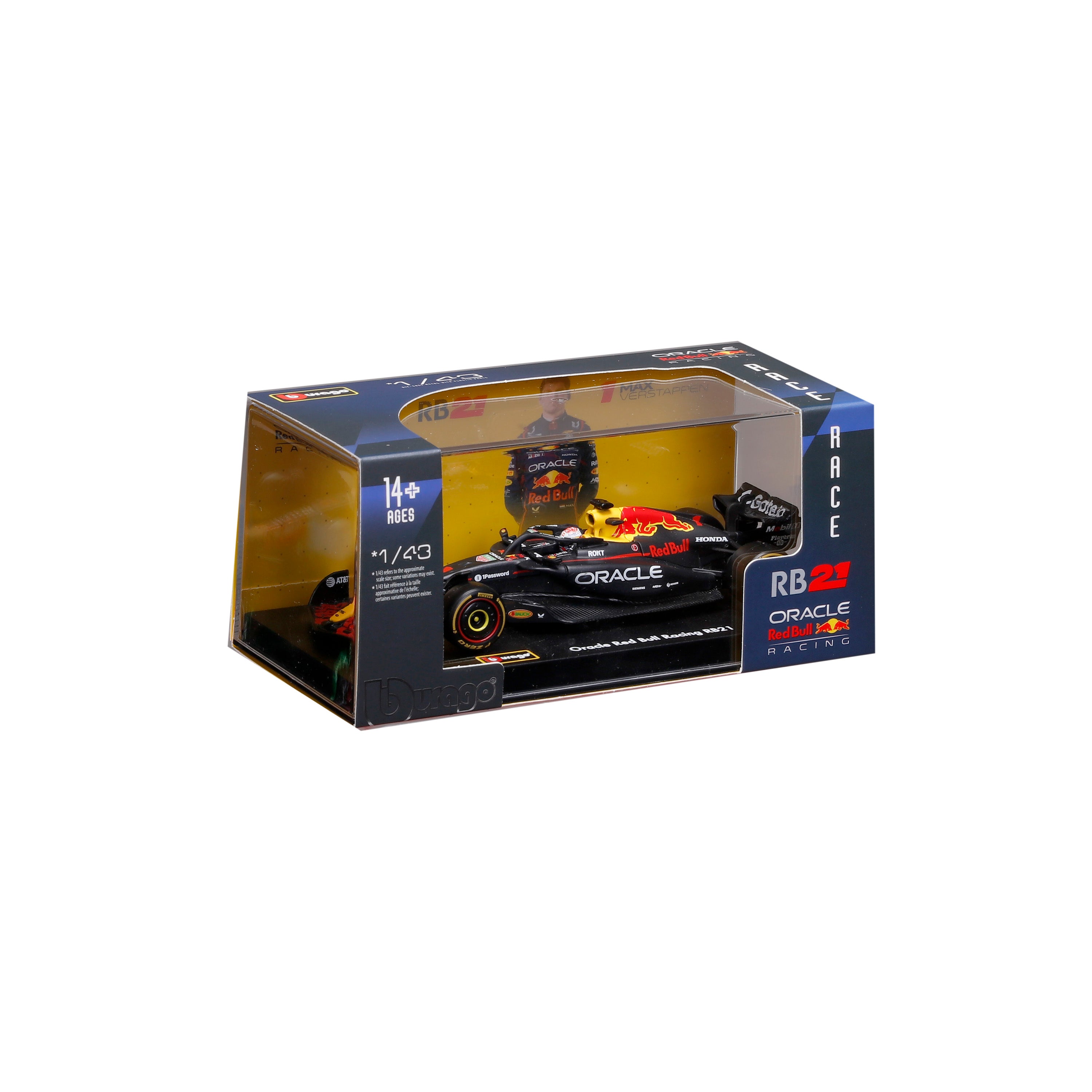 bburago-formula-1-red-bull-rb21-1-verstappen-modellauto-1-43-vitrine image 2