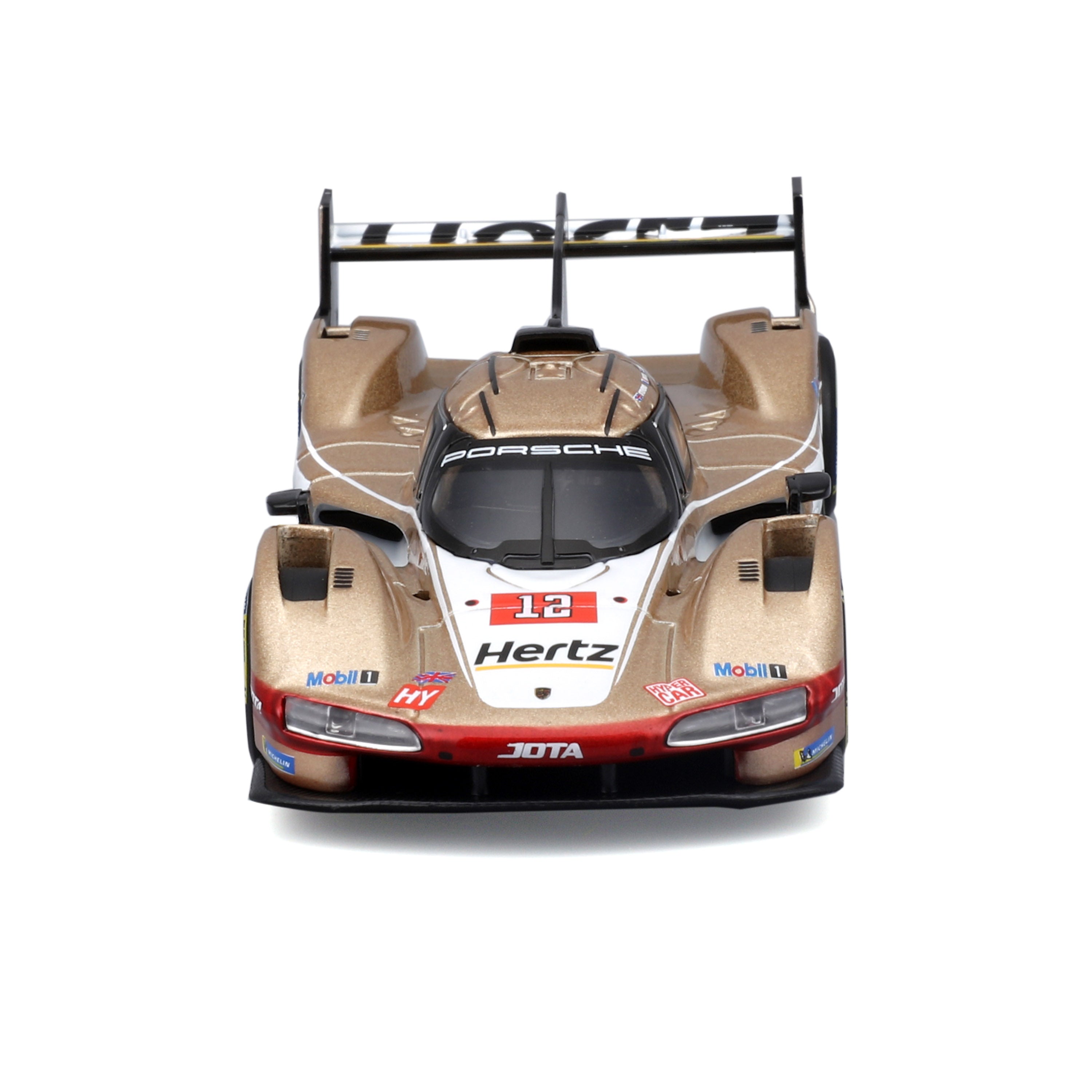 bburago-racing-porsche-963-12-modellauto-1-43-gold-mit-vitrine image 3
