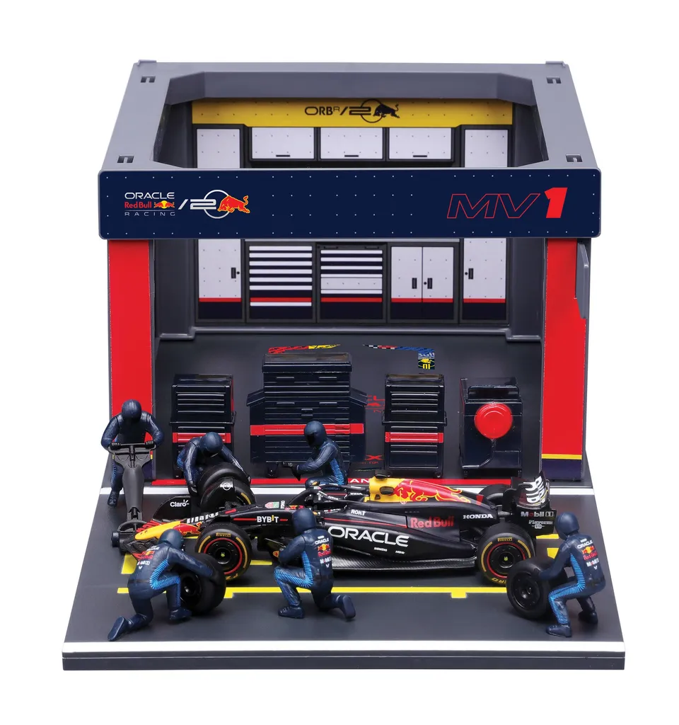 bburago-formula-1-red-bull-rb20-verstappen-boxenstopp-set-1-43-figuren image 1