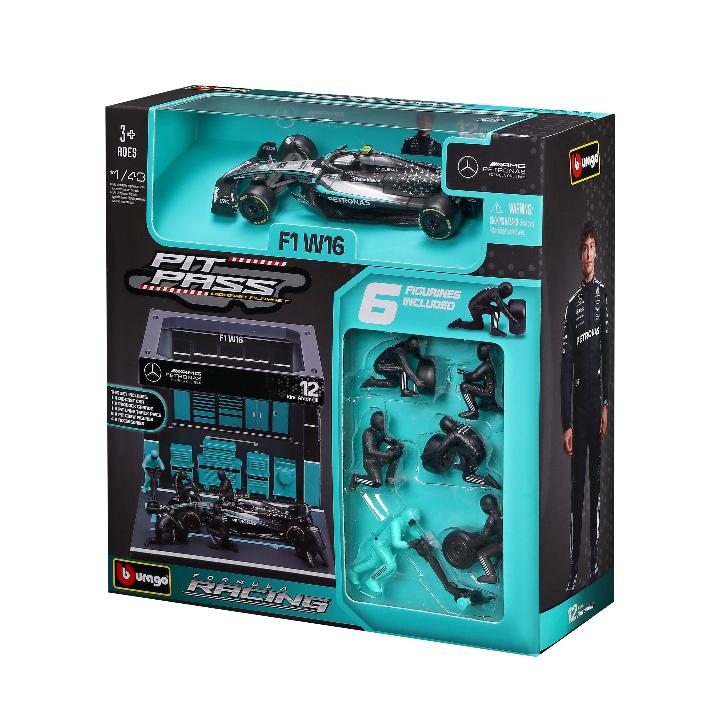 bburago-f1-pit-stop-mercedes-amg16-12-modellauto-1-43-set image 6