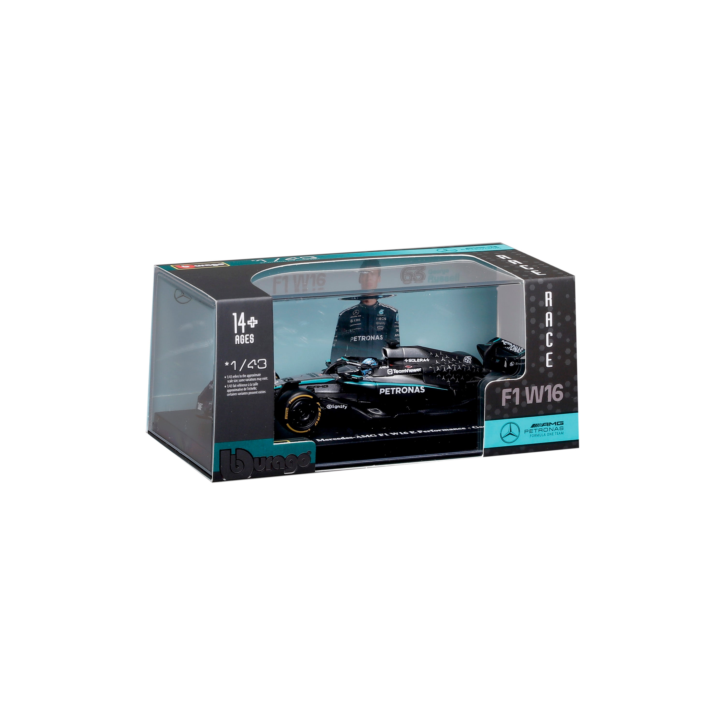 bburago-formula-1-mercedes-w16-russell-63-modellauto-1-43 image 2