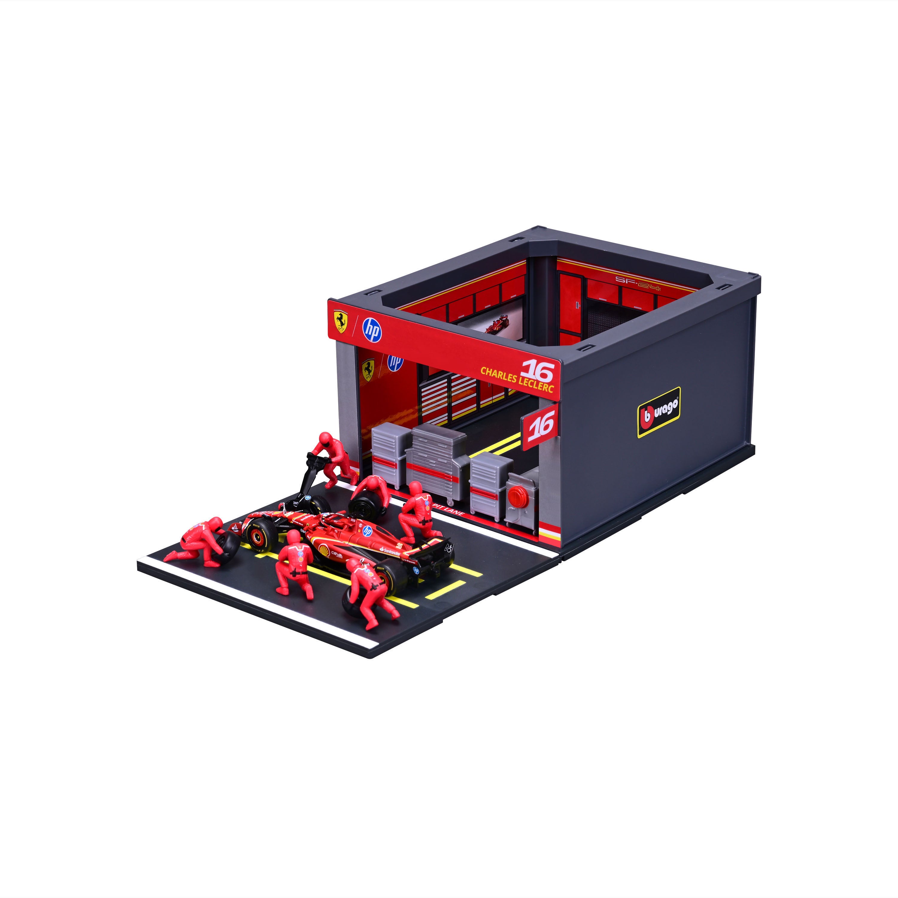 bburago-formula-1-ferrari-sf-24-pit-stop-set-1-43-leclerc image 4