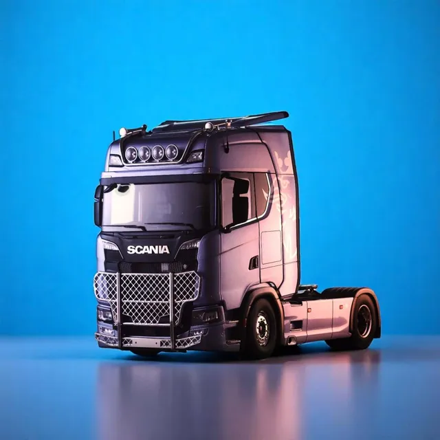nzg-scania-730s-v8-4x2-lkw-modell-1-18-blau image 1
