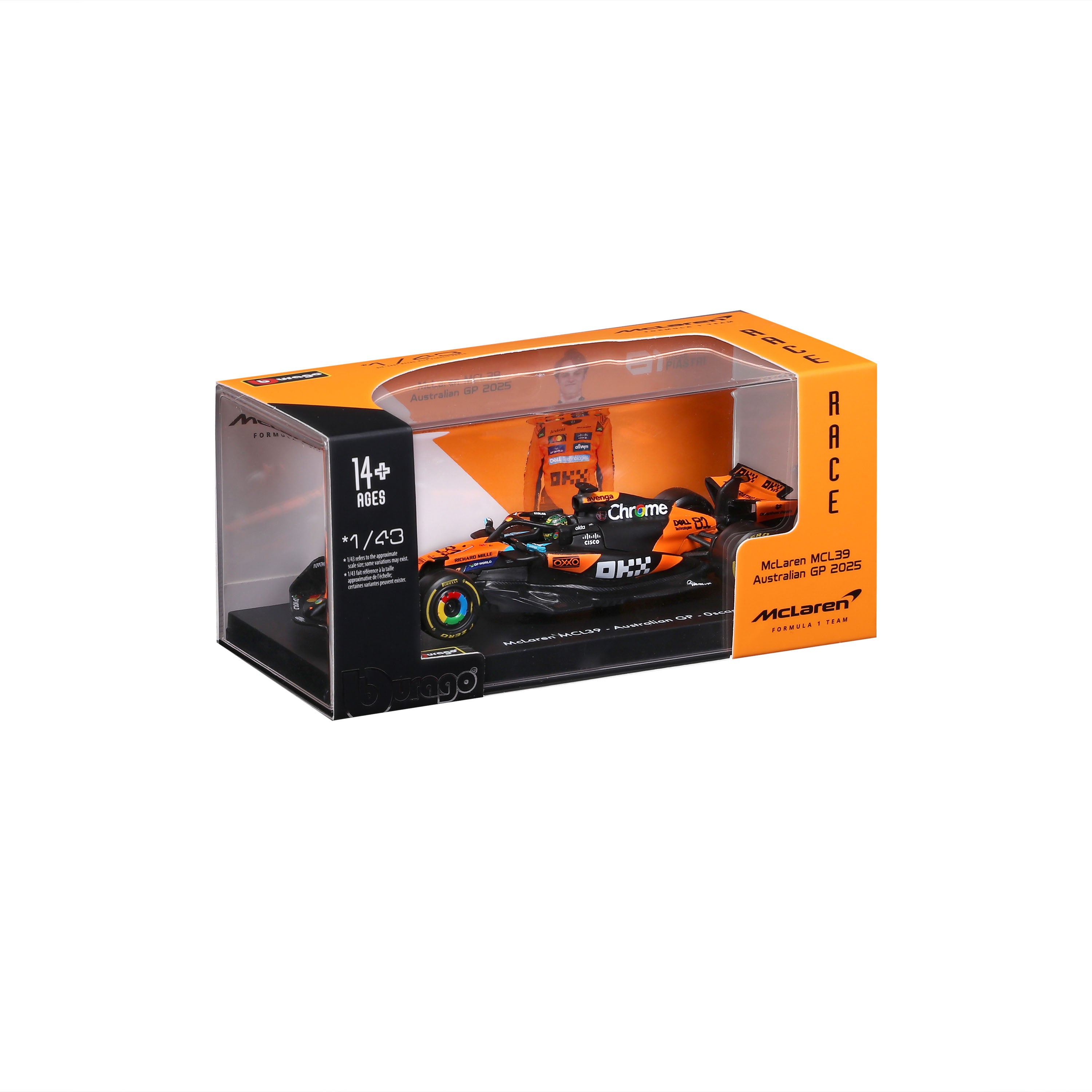 bburago-formula-1-mclaren-mcl39-modellauto-1-43-piastri-vitrine image 2