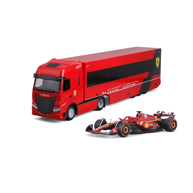bburago-f1-iveco-s-way-ferrari-sf-24-set-modellauto-1-43 image 1