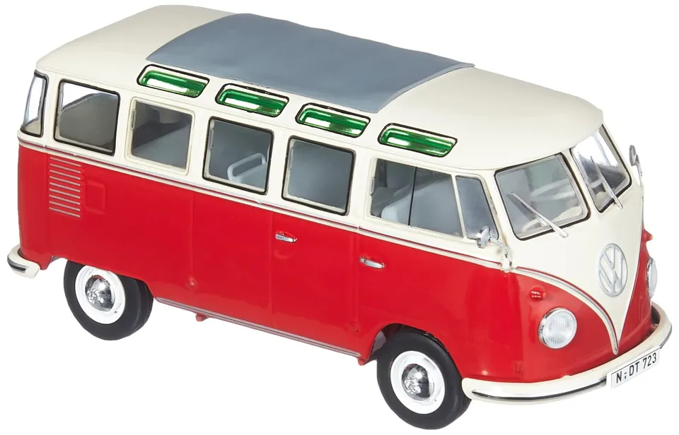 schuco-vw-t1-samba-modellauto-1-32-rot-beige-bulli image 1