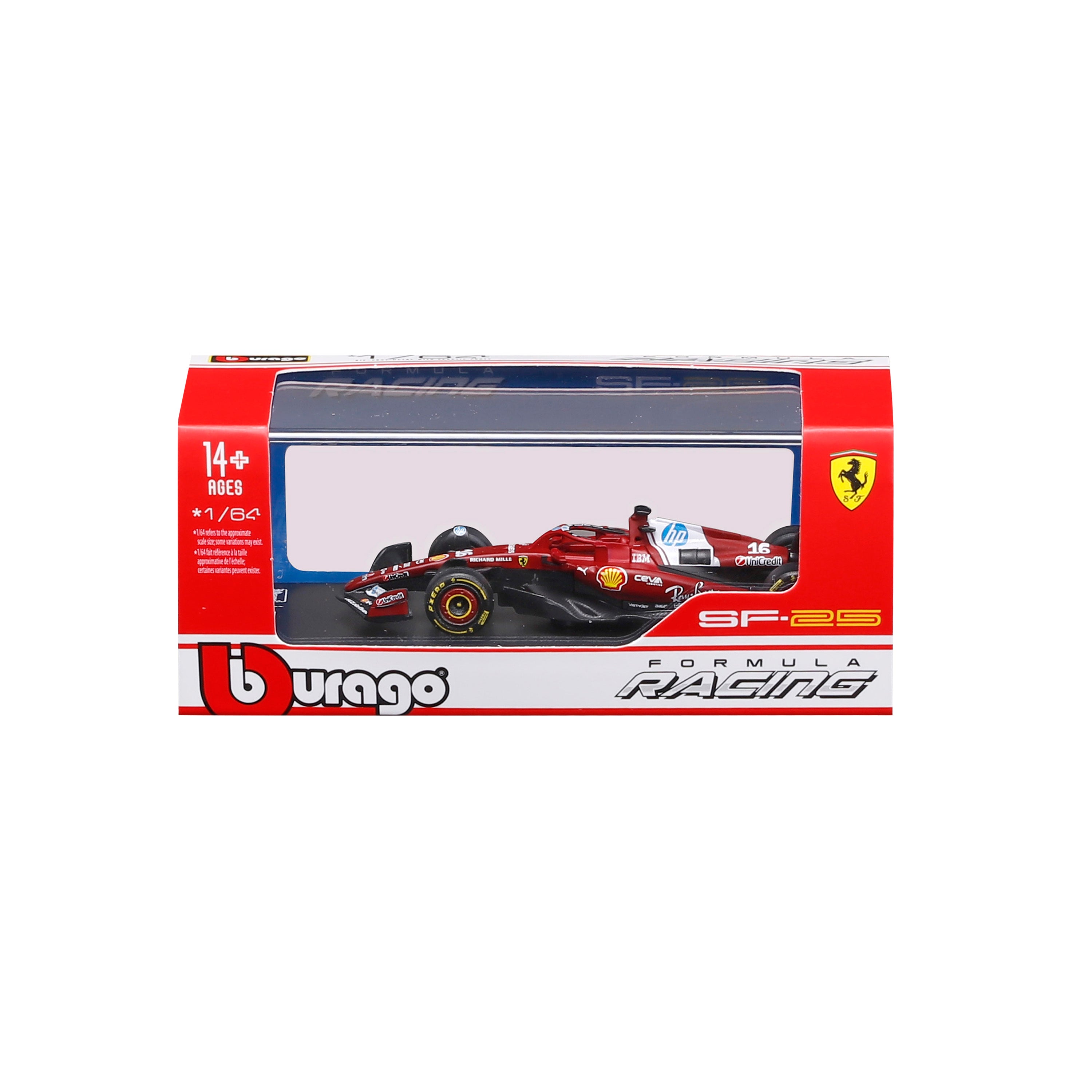 bburago-formula-1-ferrari-sf-25-16-leclerc-modellauto-1-64-mit-vitrine image 7