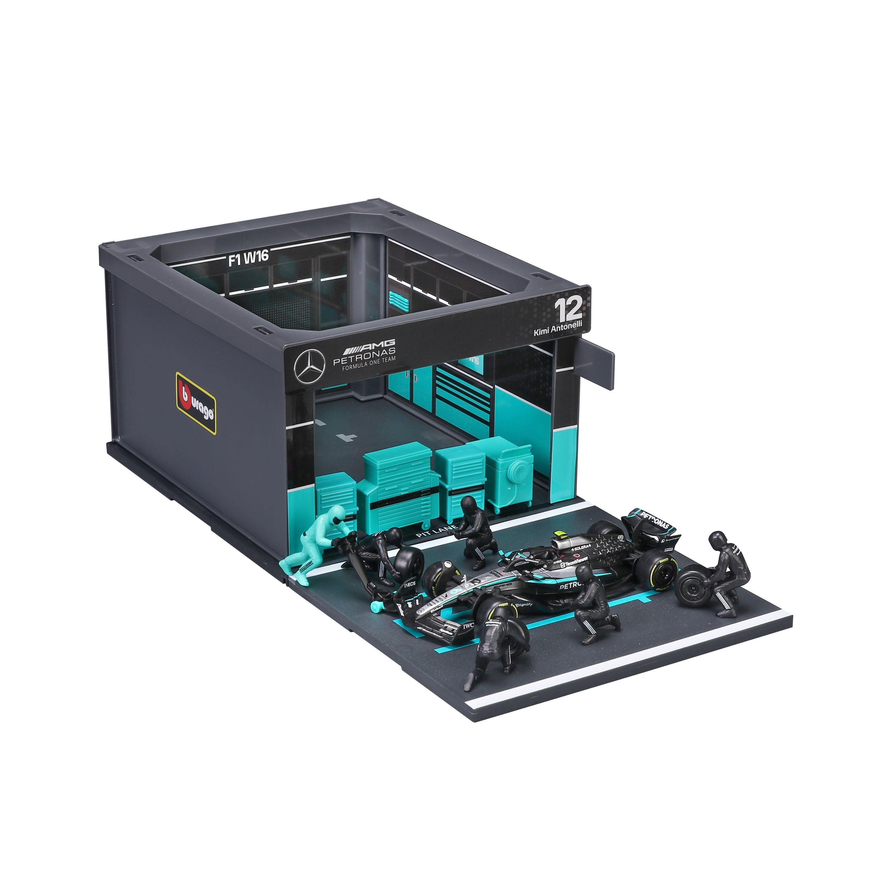 bburago-f1-pit-stop-mercedes-amg16-12-modellauto-1-43-set image 4