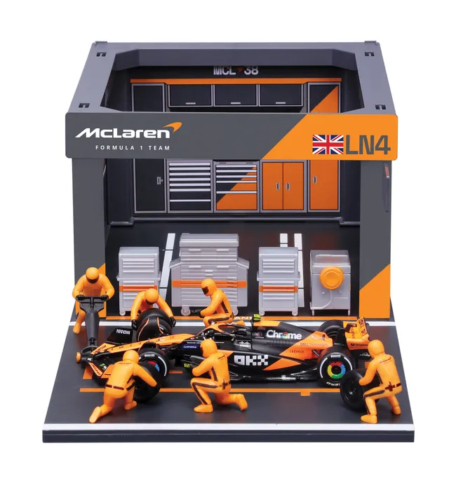 bburago-formula-1-mclaren-mcl38-pit-stop-modellauto-1-43-norris image 1