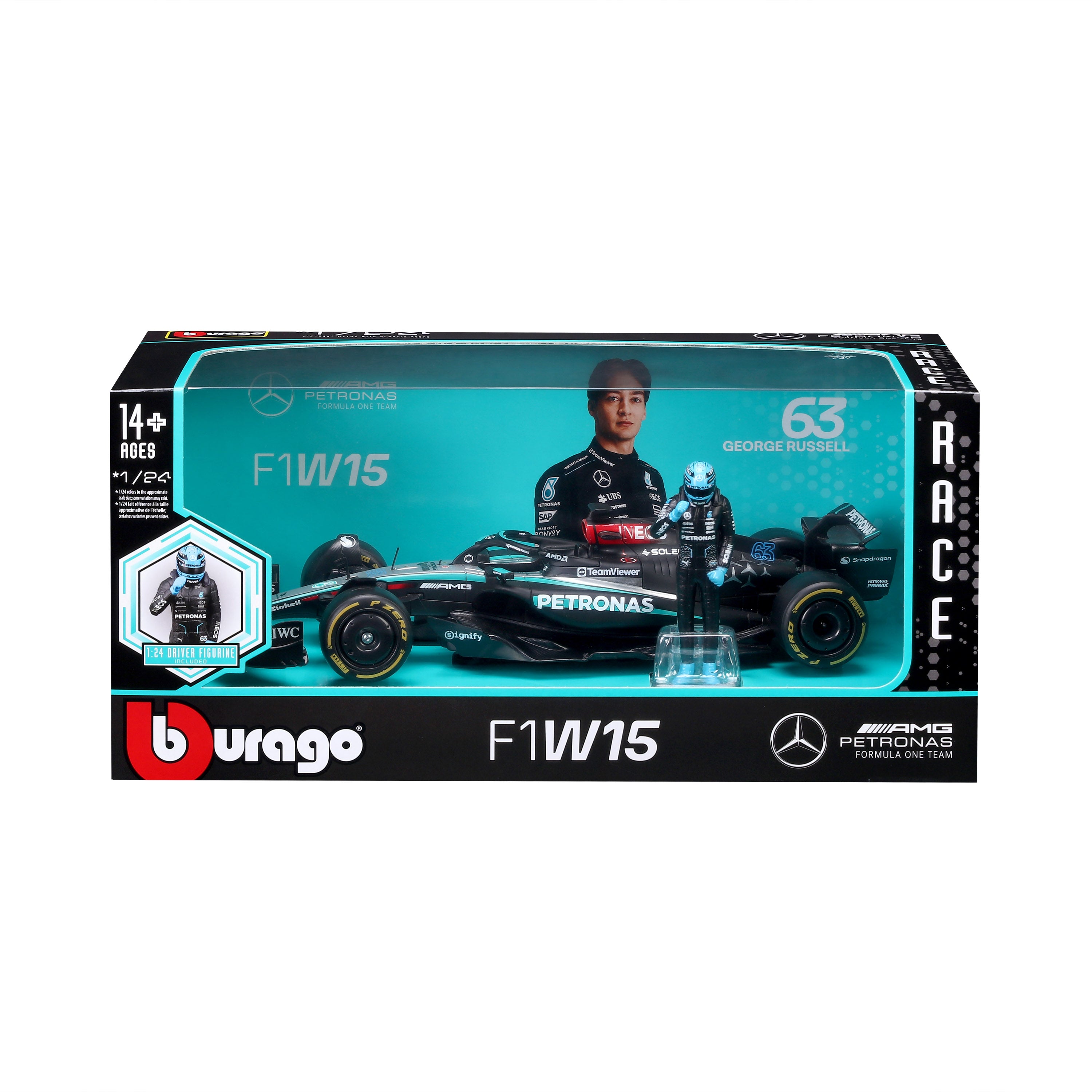 bburago-f1-mercedes-amg-w15-modellauto-1-24-russell-63 image 7