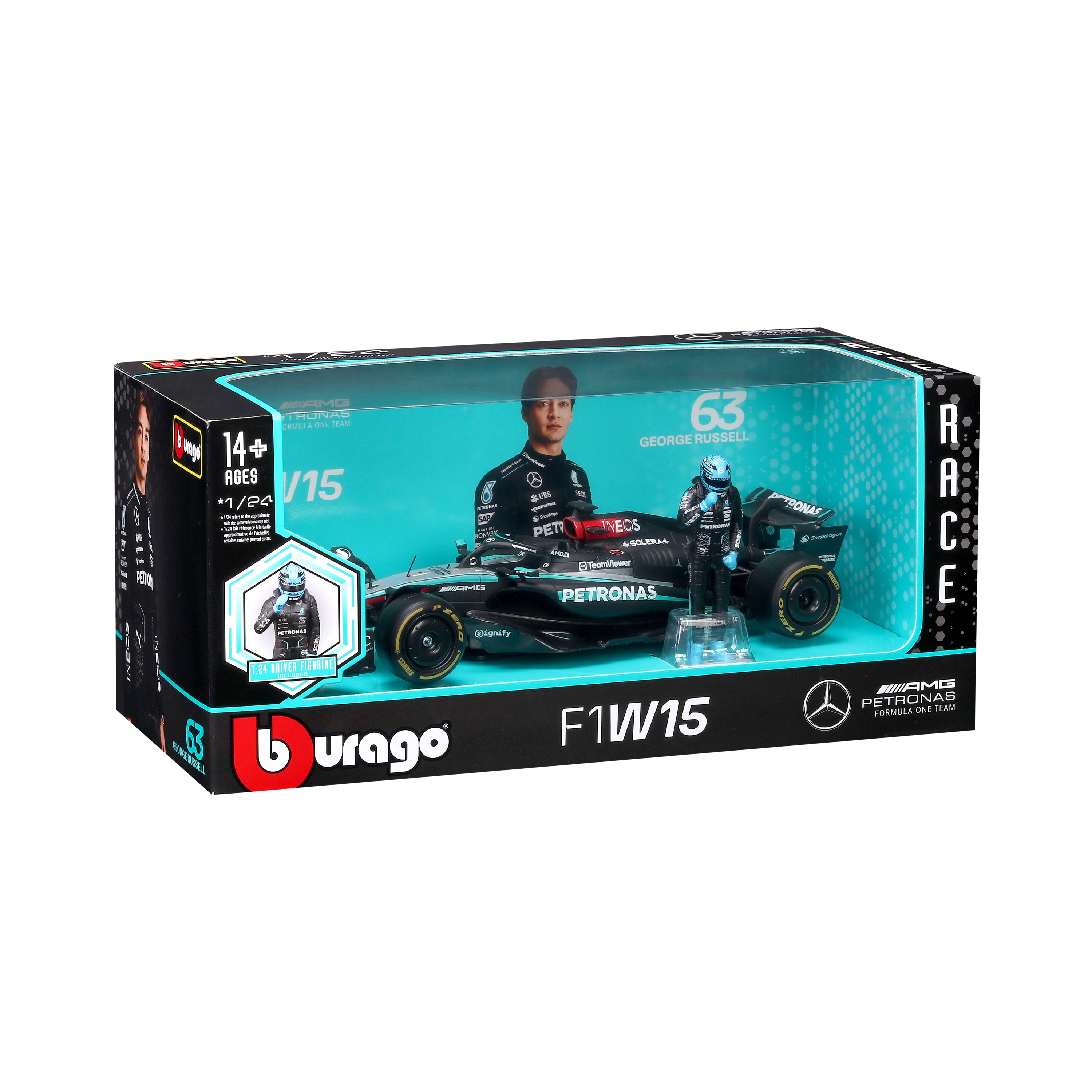 bburago-f1-mercedes-amg-w15-modellauto-1-24-russell-63 image 2