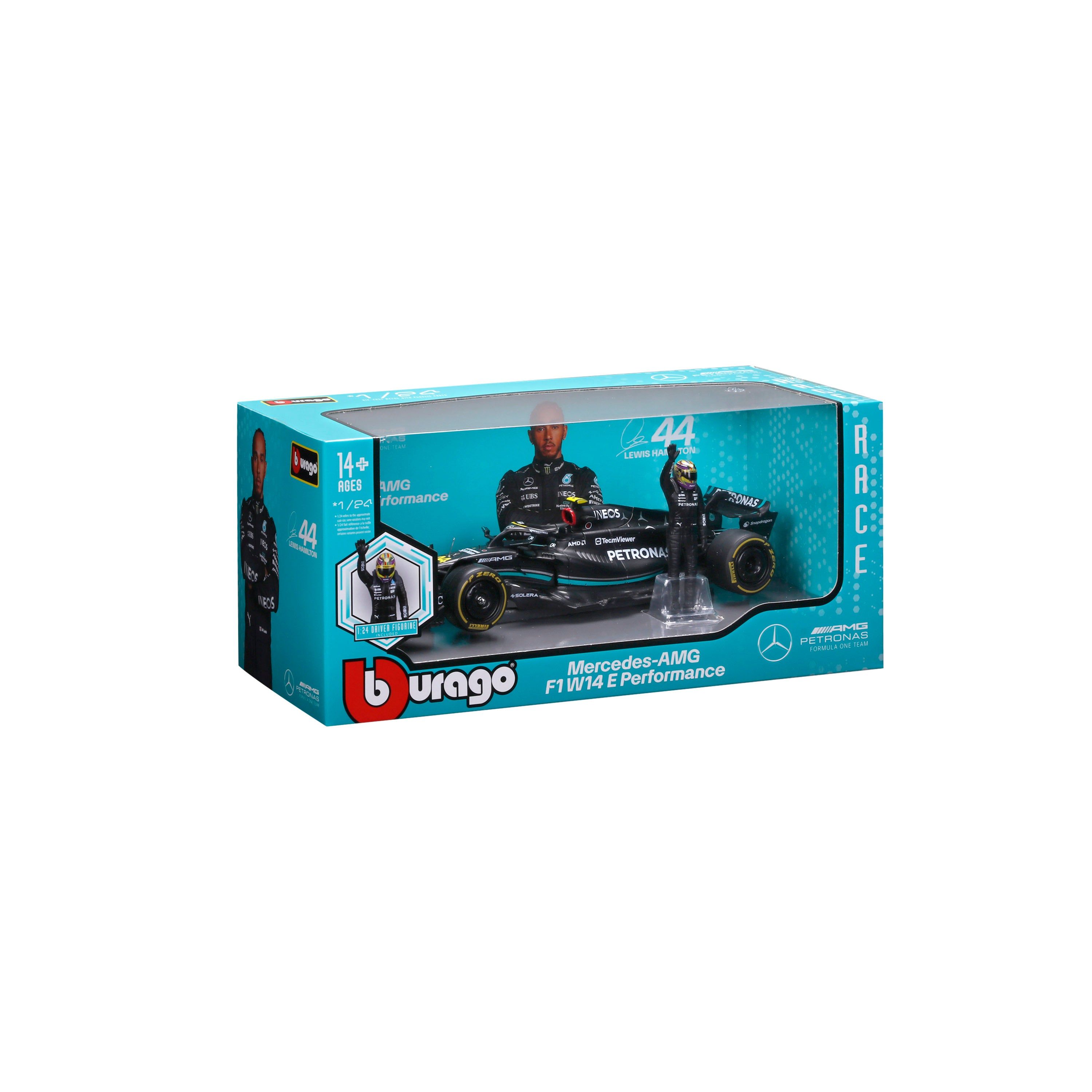 bburago-formula-1-mercedes-w14-44-modellauto-1-24-mit-fahrer image 2