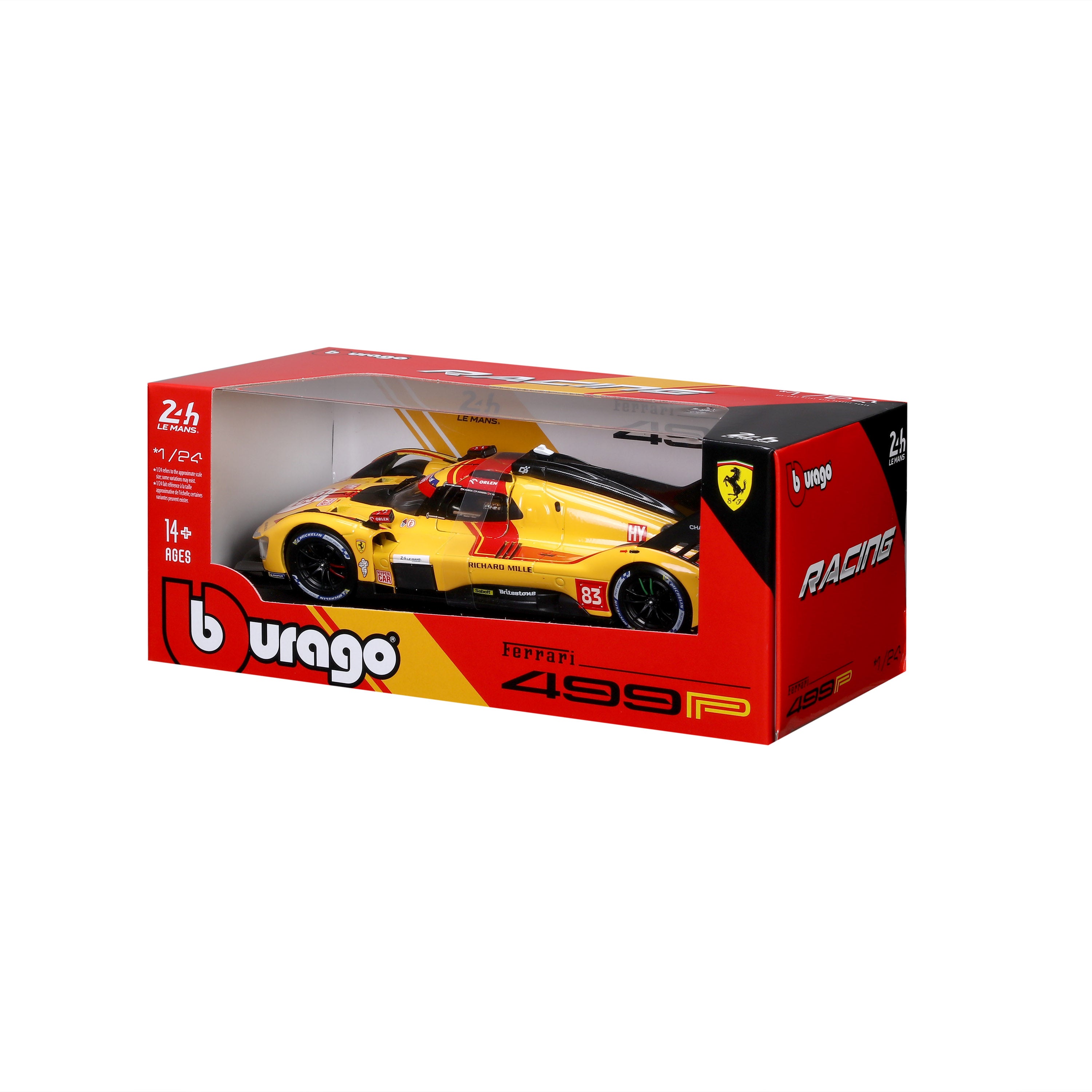 bburago-racing-ferrari-499p-modellauto-1-24-le-mans-nr-83-gelb image 8