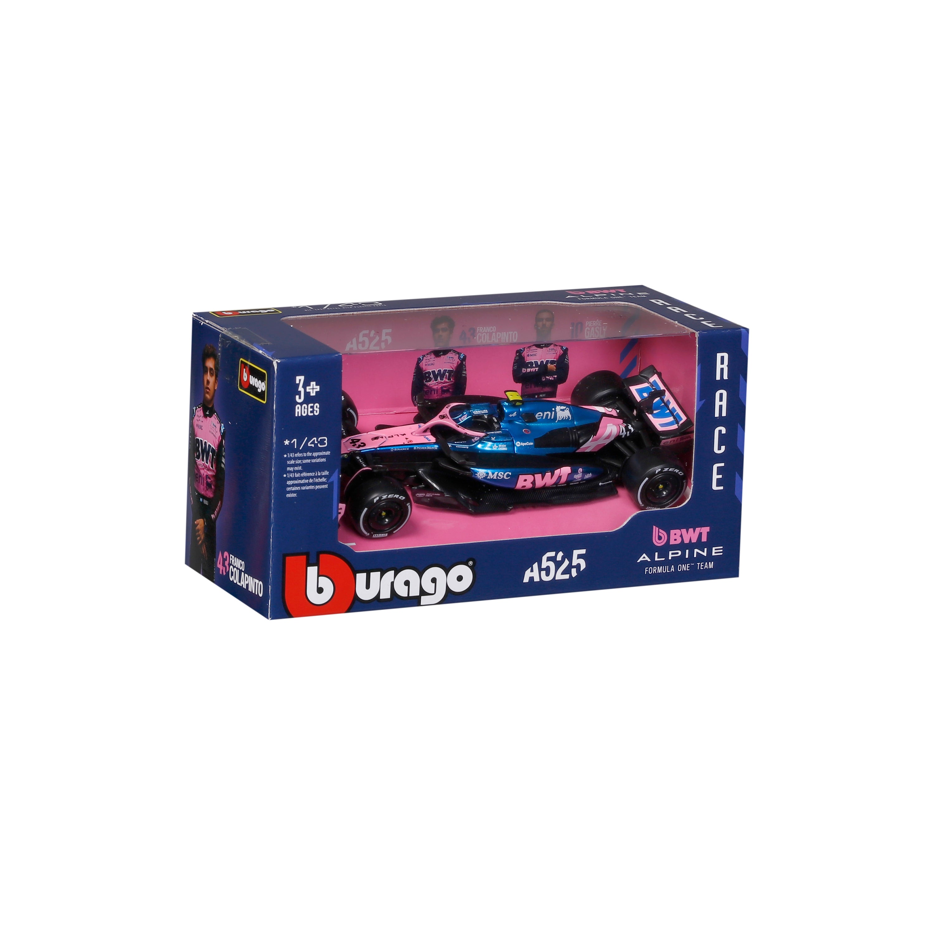 bburago-f1-alpine-a525-43-modellauto-1-43-blau-rosa-colapinto image 2
