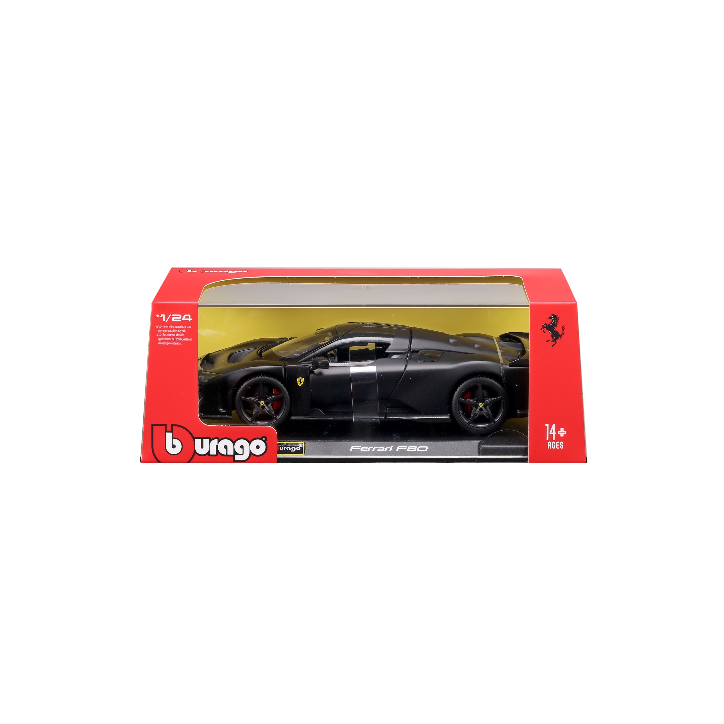 bburago-street-cars-ferrari-f80-modellauto-1-24-schwarz-matt-mit-vitrine image 8