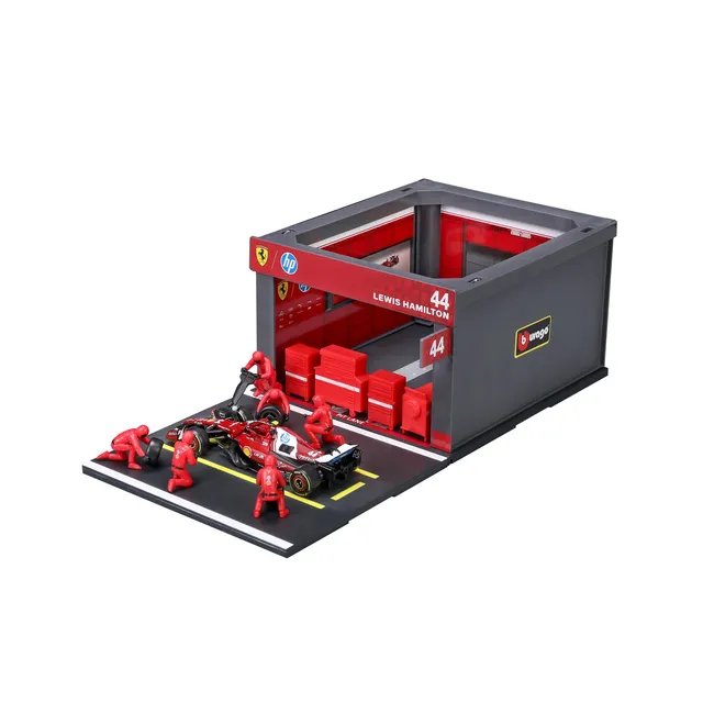 bburago-f1-pit-stop-ferrari-sf-25-44-diorama-1-43 image 1