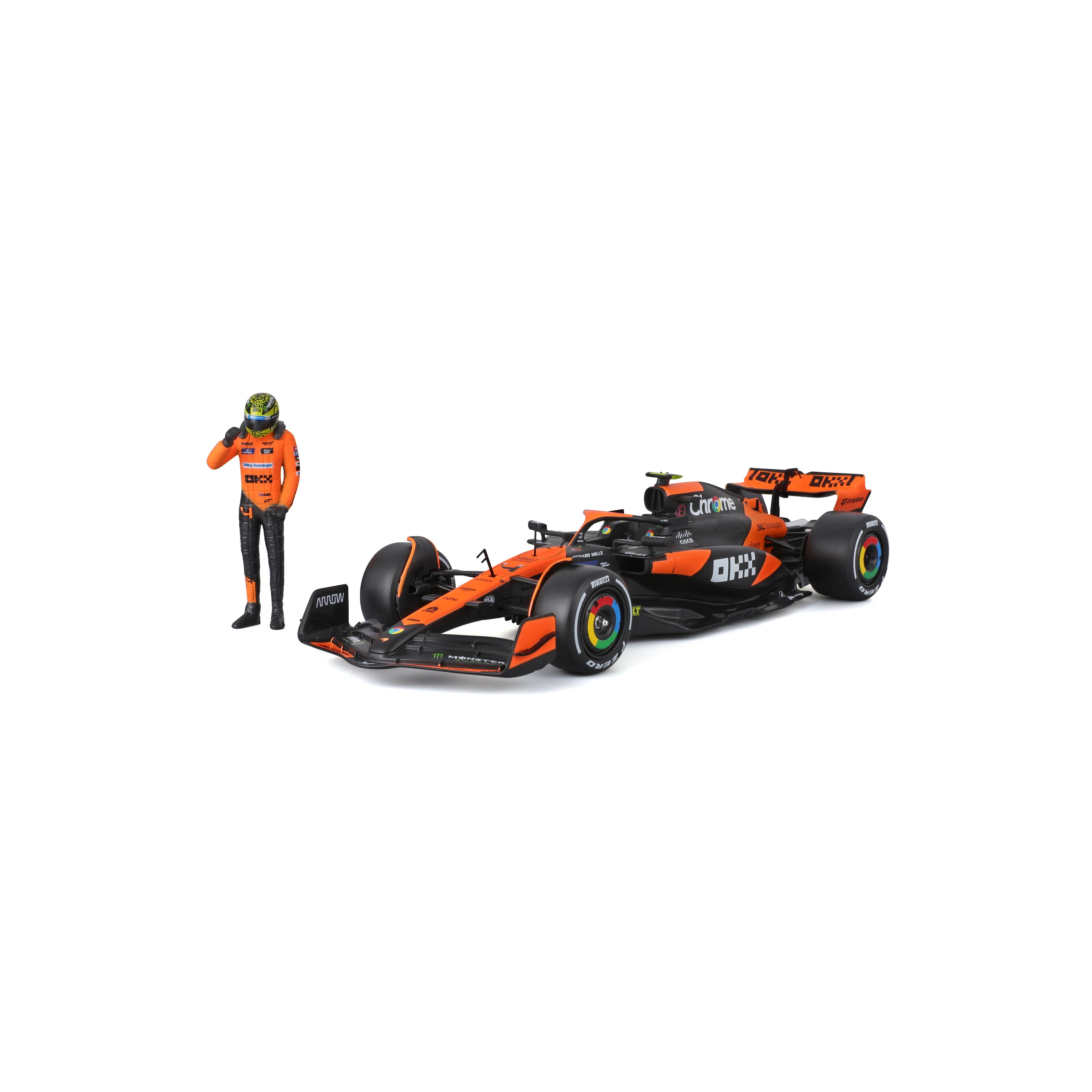 bburago-f1-mclaren-mcl38-norris-4-modellauto-1-24-papaya-mit-fahrer image 1