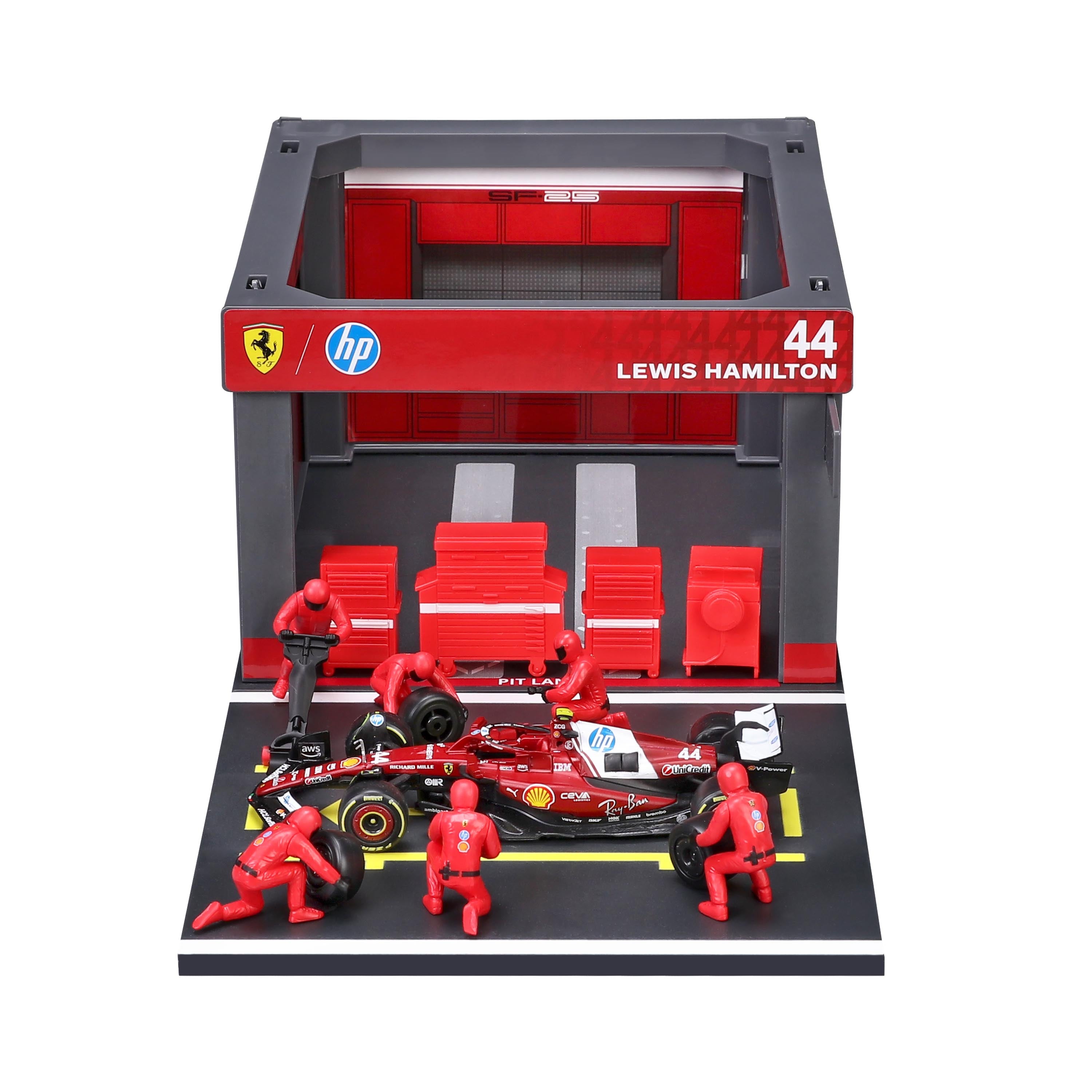 bburago-f1-pit-stop-ferrari-sf-25-44-diorama-1-43 image 3