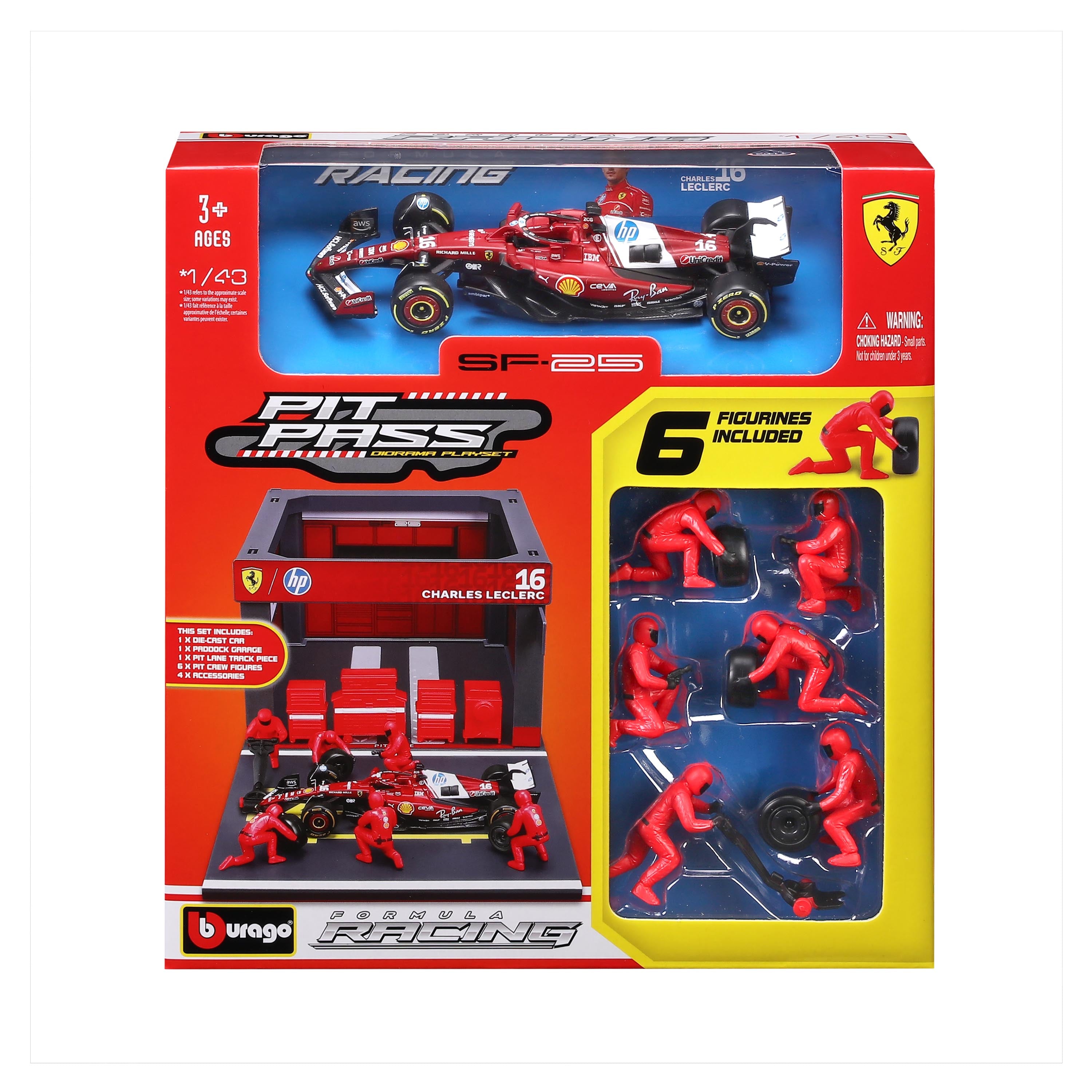 bburago-formula-1-ferrari-sf-25-leclerc-16-boxenstopp-set-1-43 image 5
