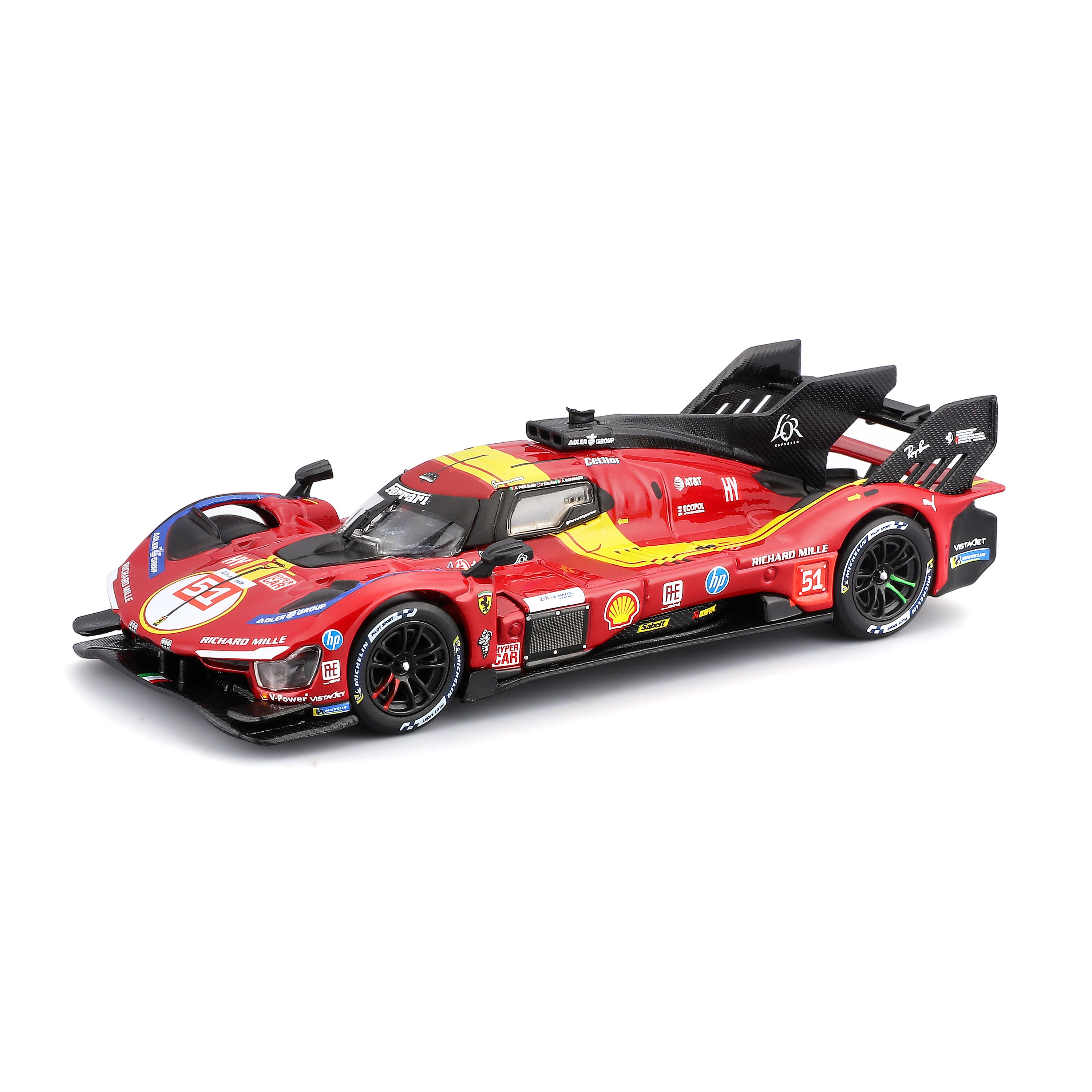 bburago-racing-ferrari-499p-51-modellauto-1-43-mit-vitrine-rot image 3