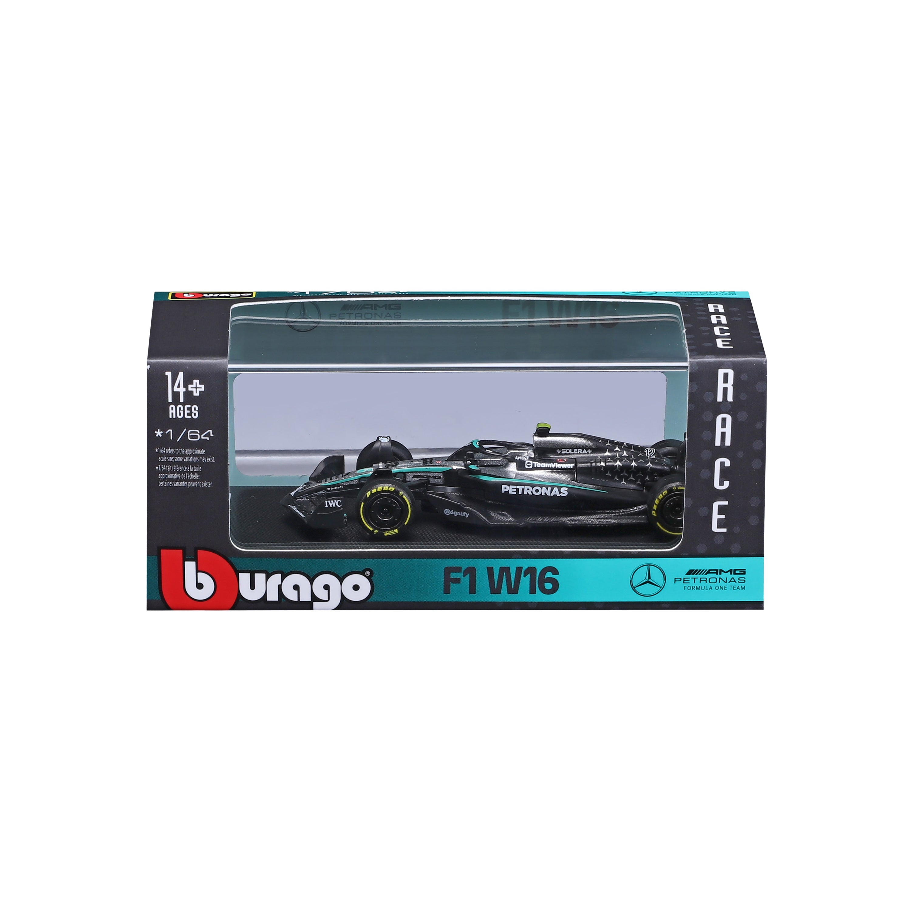 bburago-formula-1-mercedes-amg-w16-antonelli-modellauto-1-64-mit-vitrine image 7