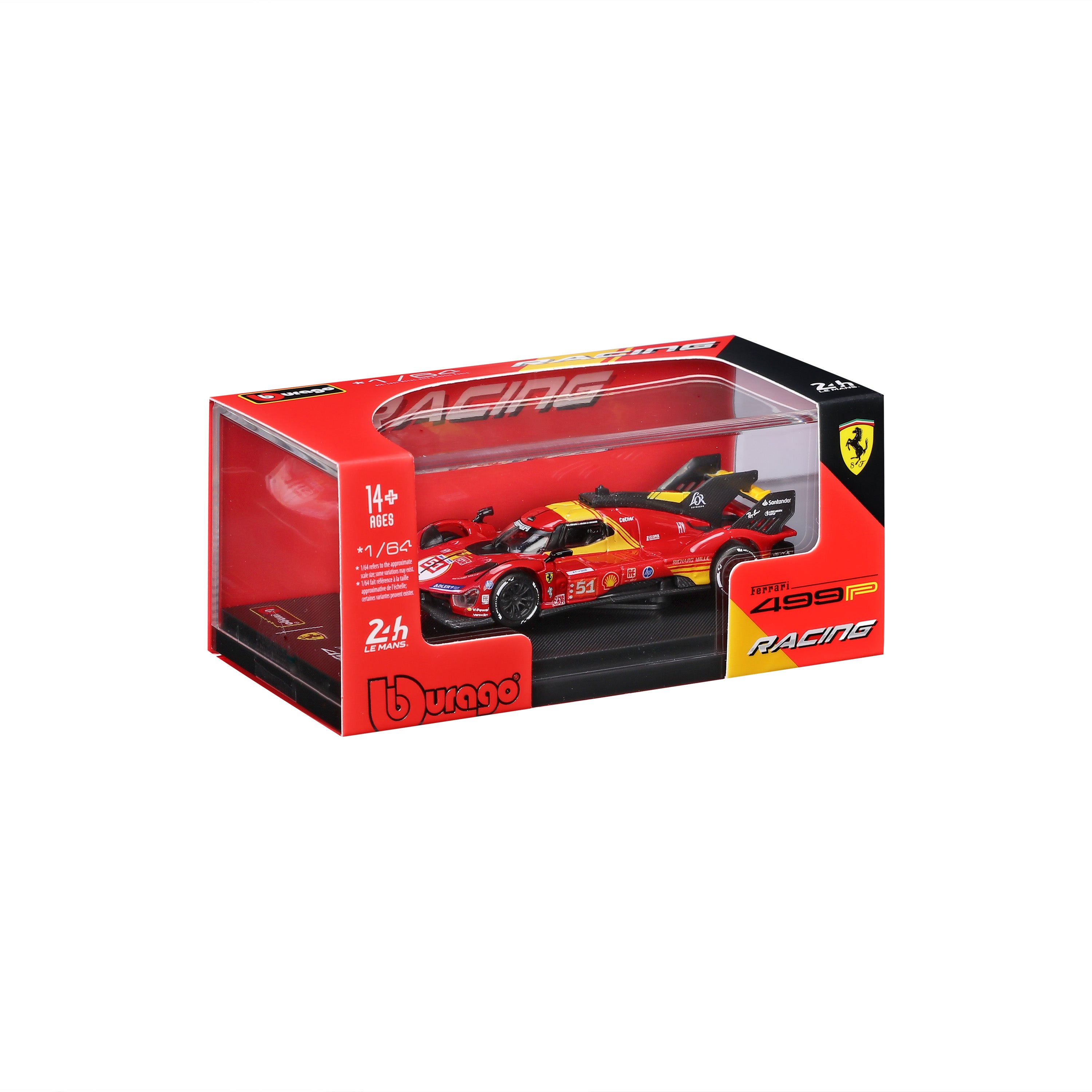 bburago-racing-ferrari-499p-51-modellauto-1-64-mit-vitrine image 2