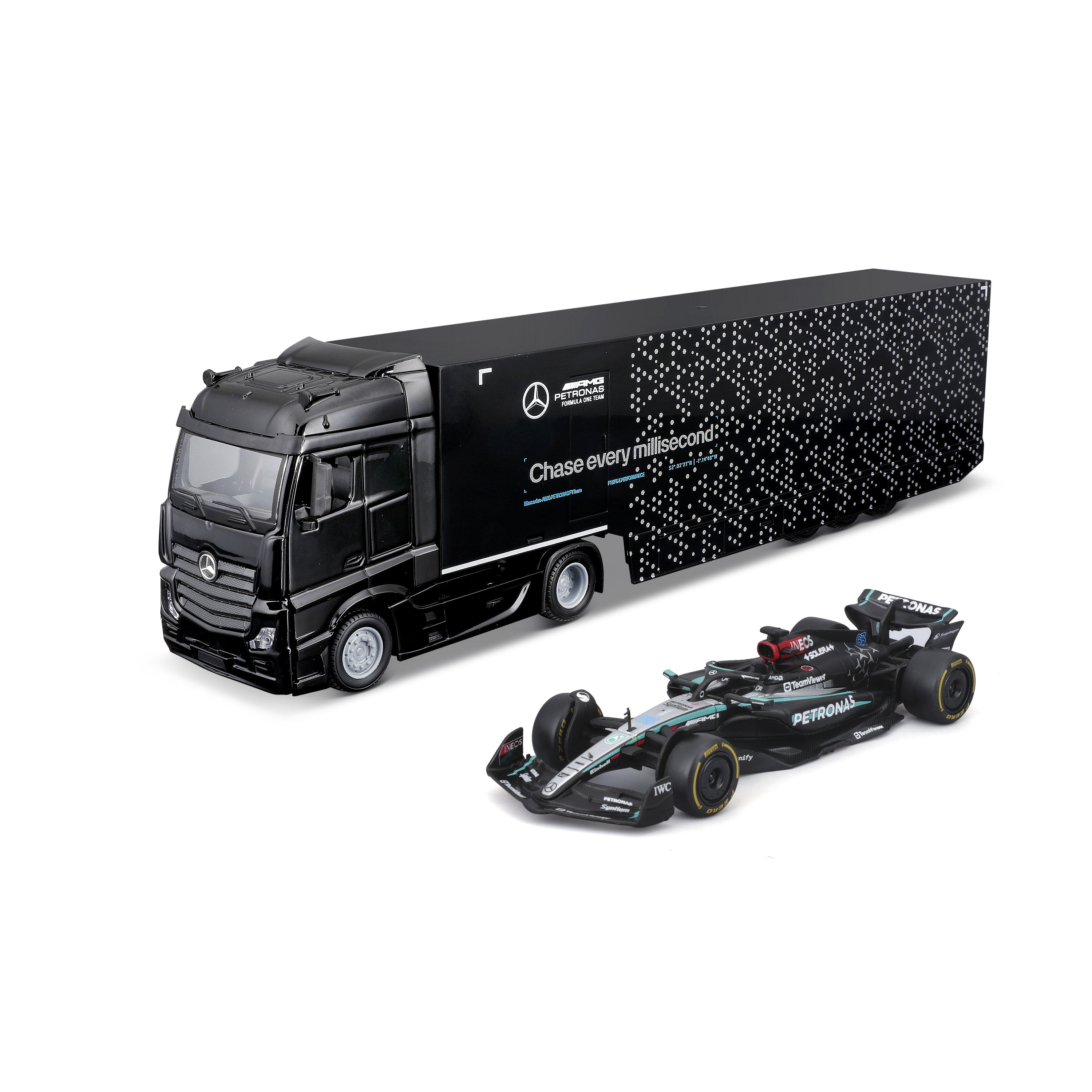 bburago-formula-1-mercedes-w15-truck-modellauto-1-43-nr-63 image 1