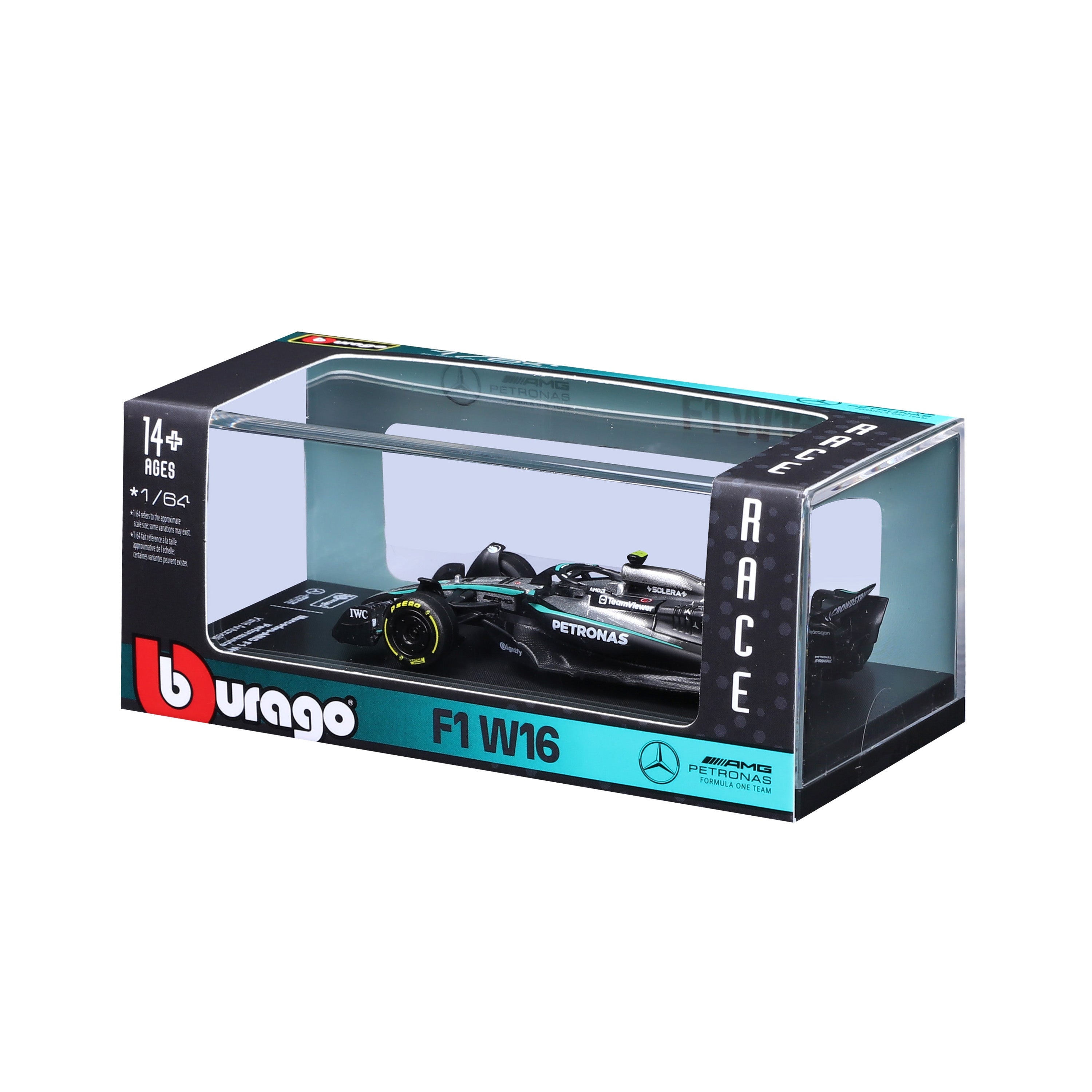bburago-formula-1-mercedes-amg-w16-antonelli-modellauto-1-64-mit-vitrine image 8