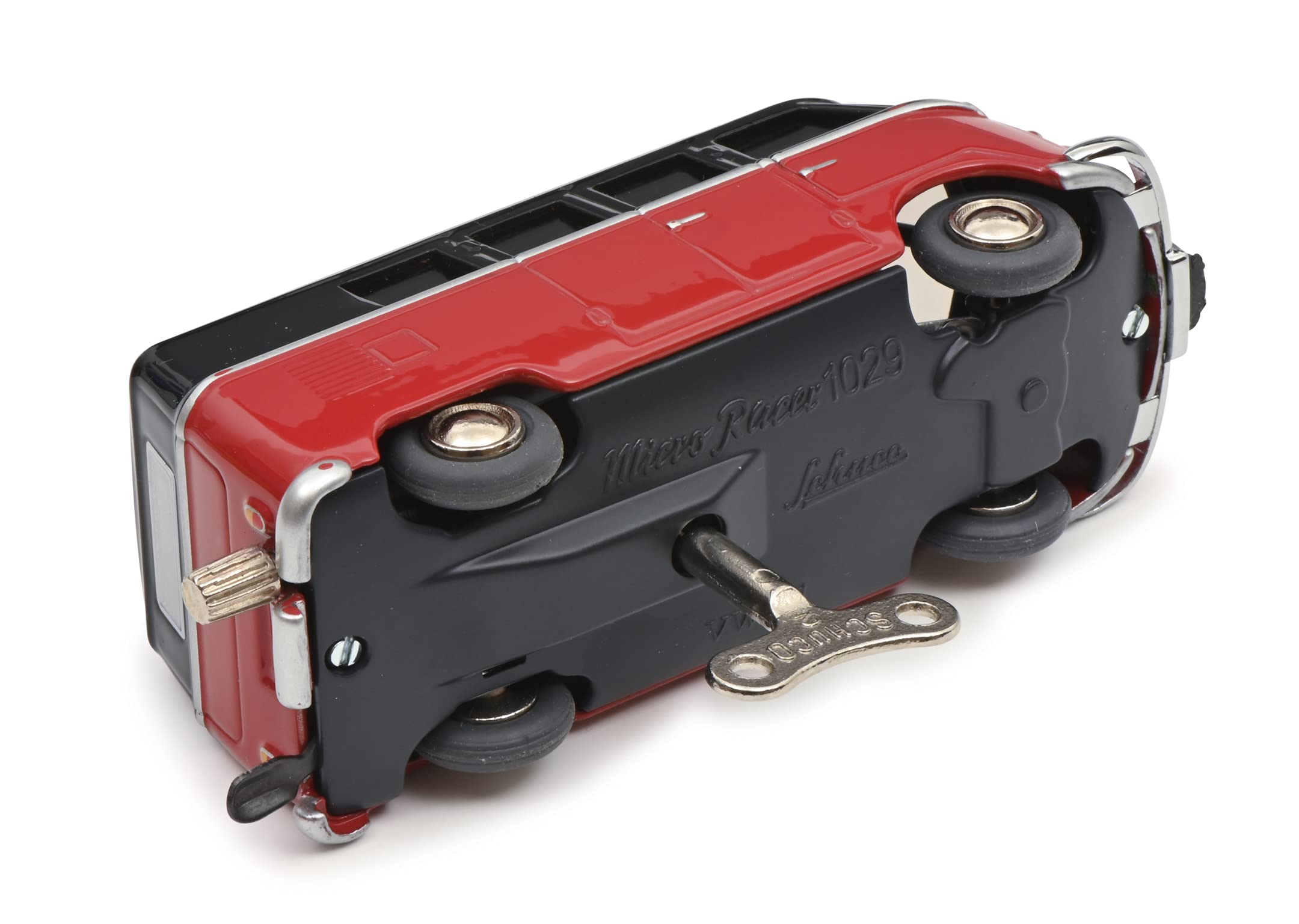 schuco-micro-racer-vw-t1-bus-aufziehwerk-schwarzbraun-rot image 4