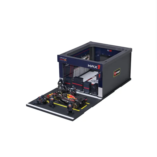 bburago-formula-1-red-bull-rb21-verstappen-pit-stop-diorama-1-43 image 1