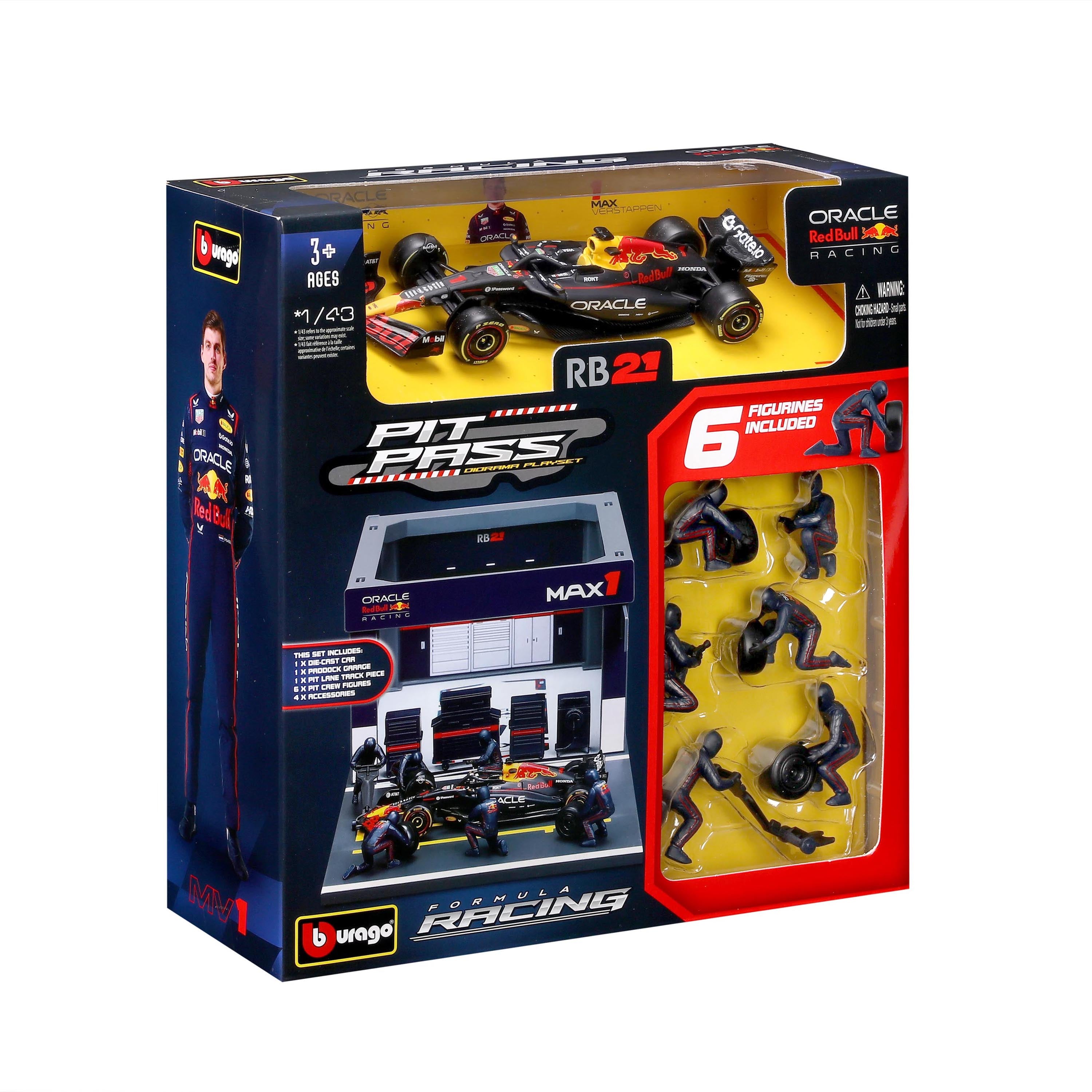 bburago-formula-1-red-bull-rb21-verstappen-pit-stop-diorama-1-43 image 2