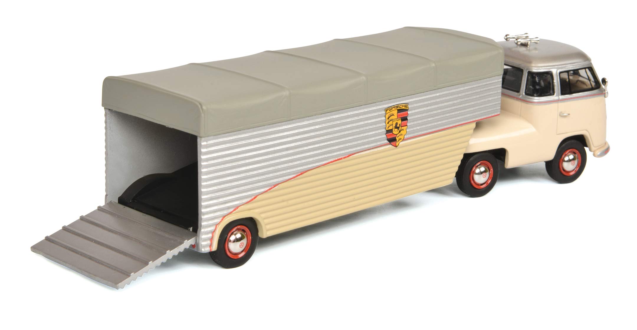 schuco-edition-pro-r43-vw-t1-continental-motors-modellauto-1-43-silber-beige image 2