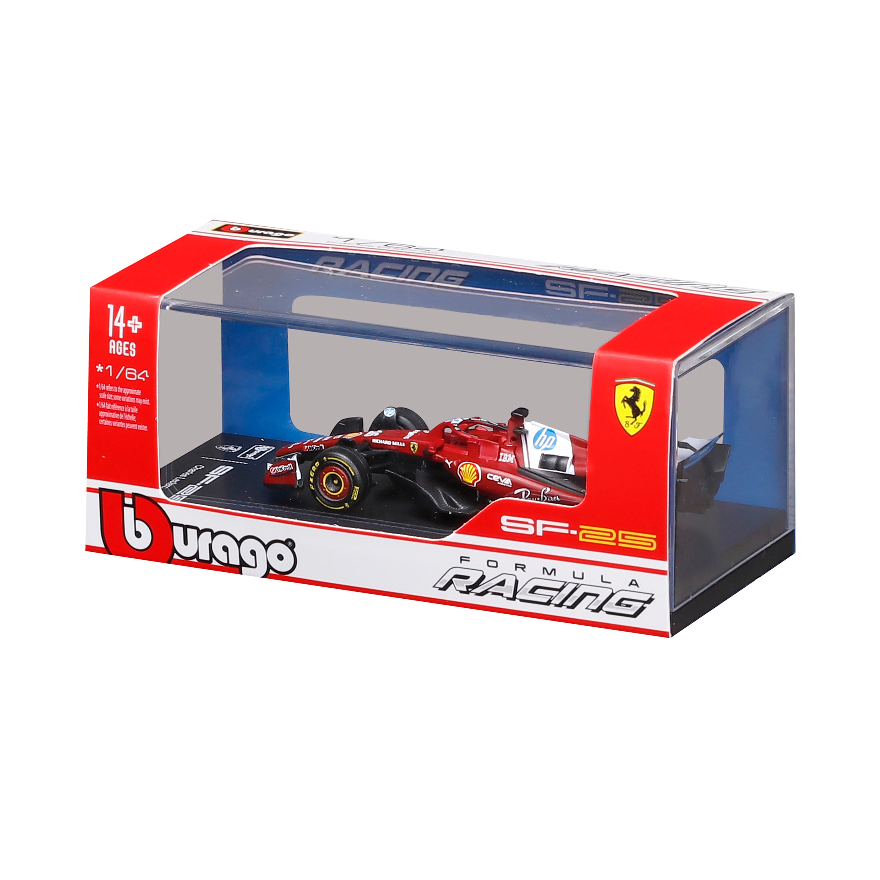 bburago-formula-1-ferrari-sf-25-16-leclerc-modellauto-1-64-mit-vitrine image 8