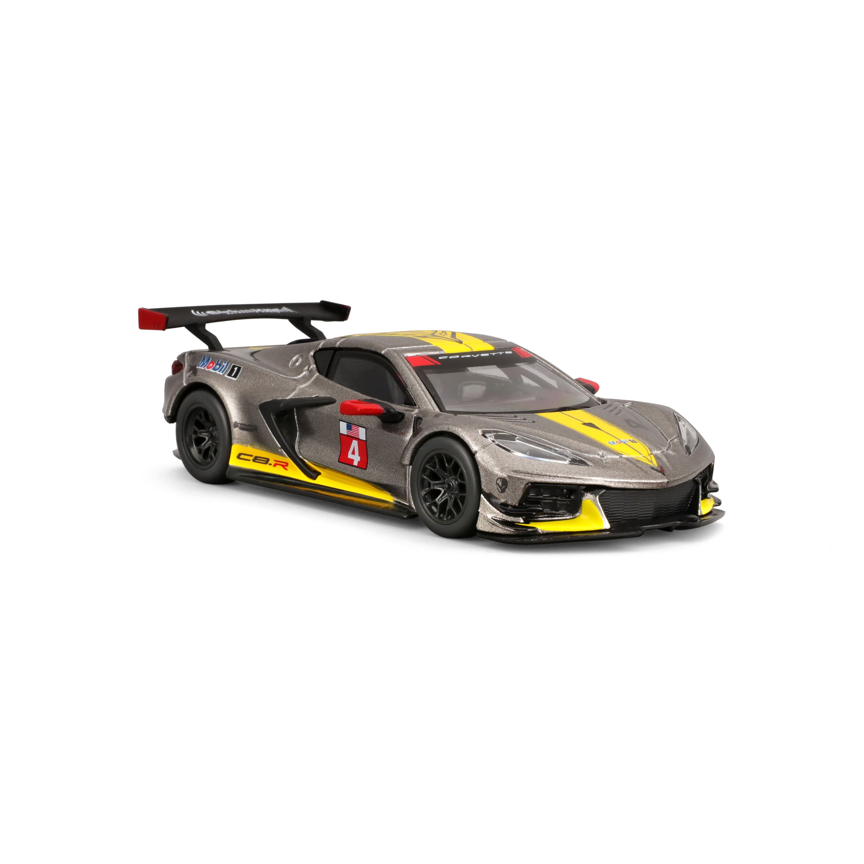 bburago-racing-corvette-c8-r-2020-modellauto-1-43-grau-mit-vitrine image 5